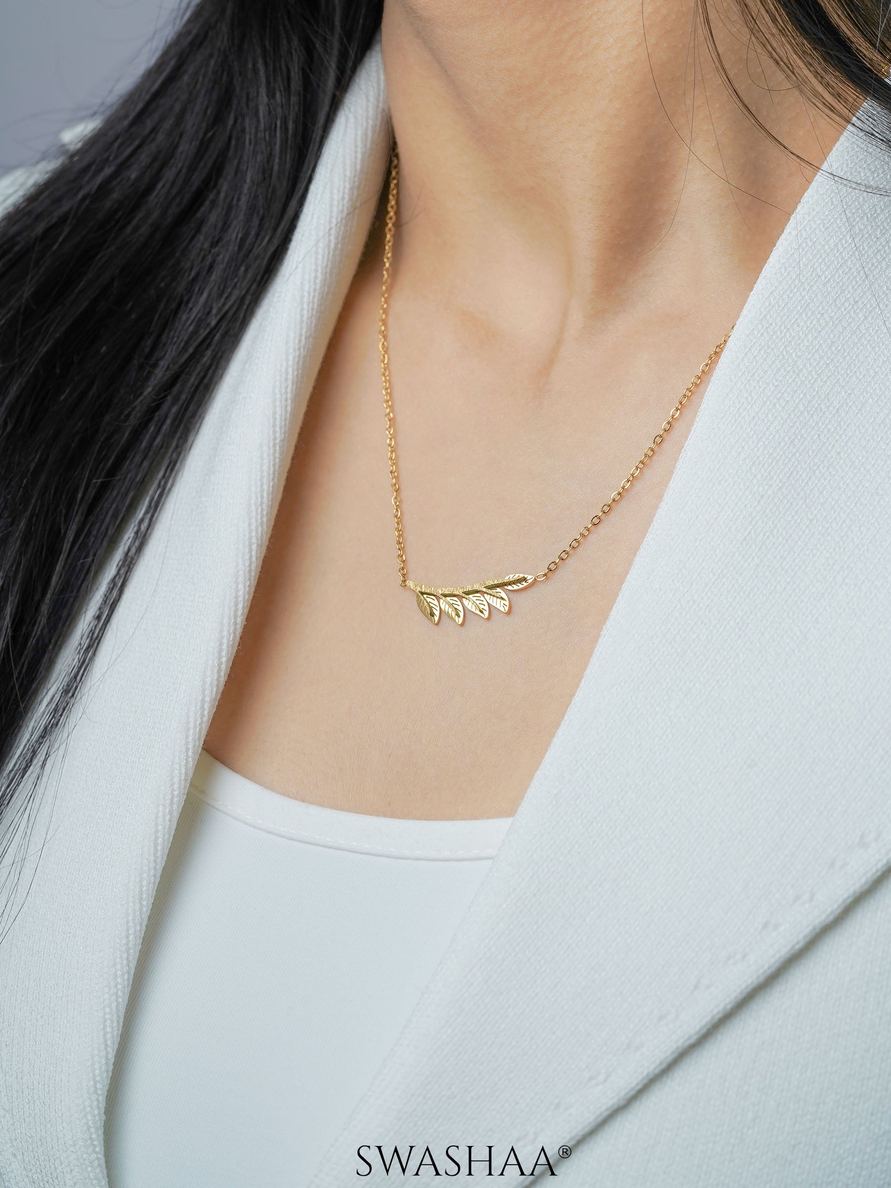 Shalakha Leaf 18K Gold Plated Necklace