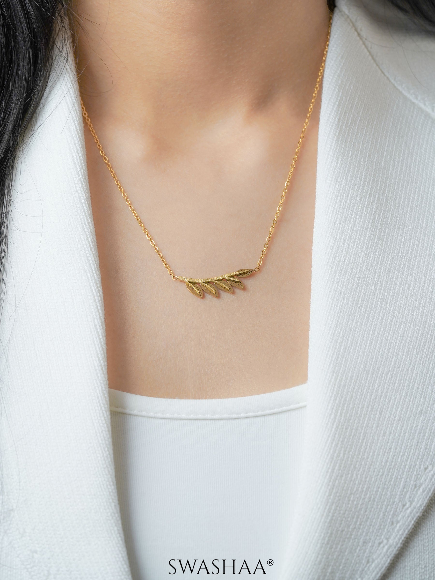 Shalakha Leaf 18K Gold Plated Necklace