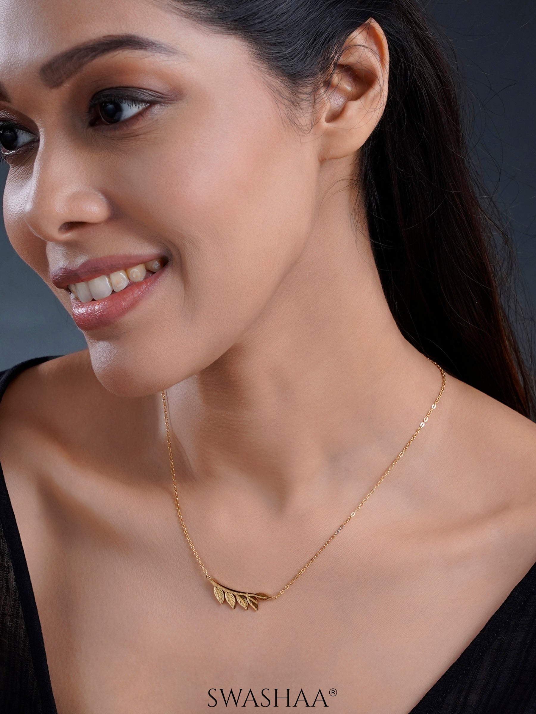 Shalakha Leaf 18K Gold Plated Necklace