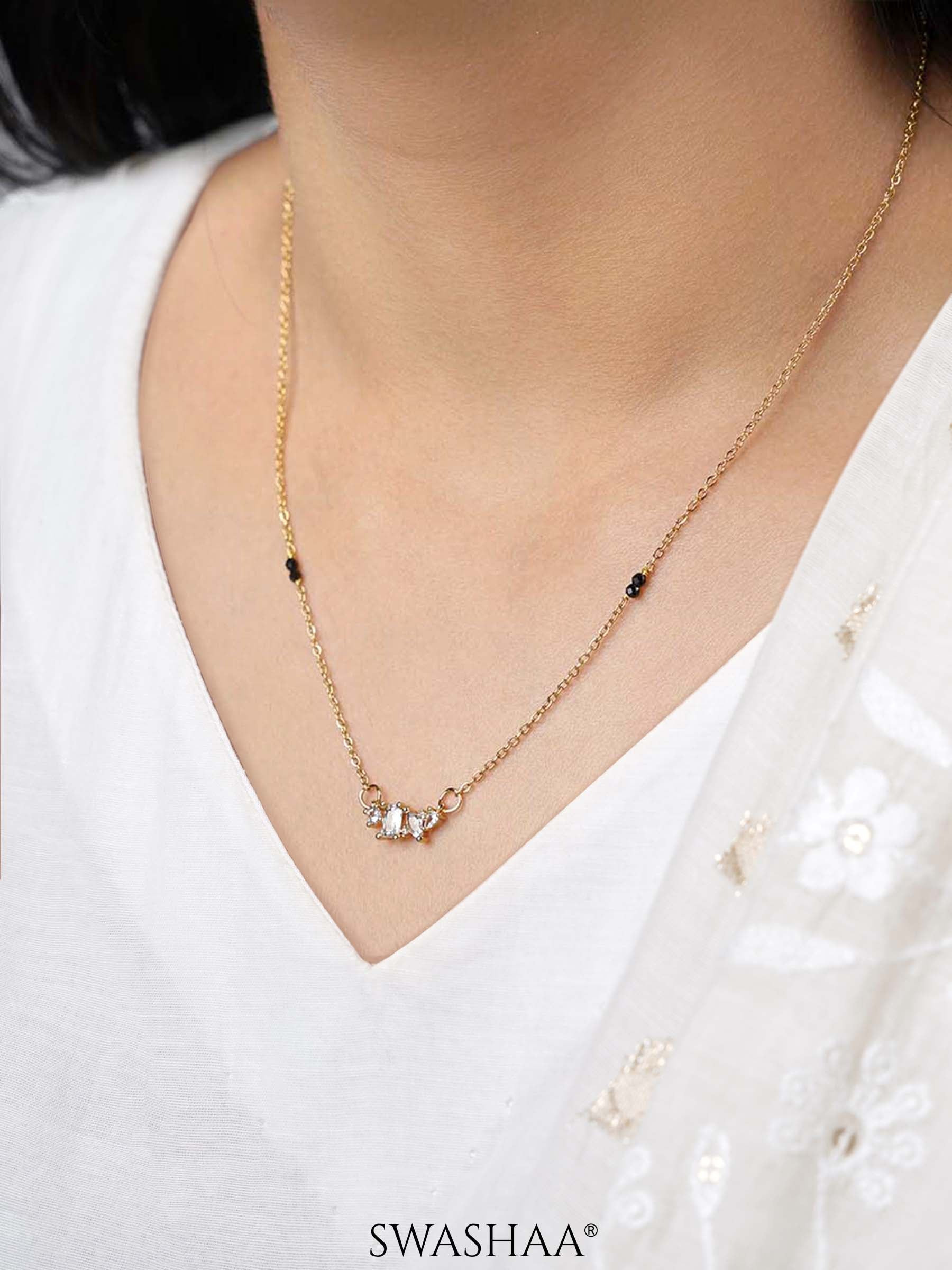 Shanvika Solitaire Diamond 18K Gold Plated Mangalsutra