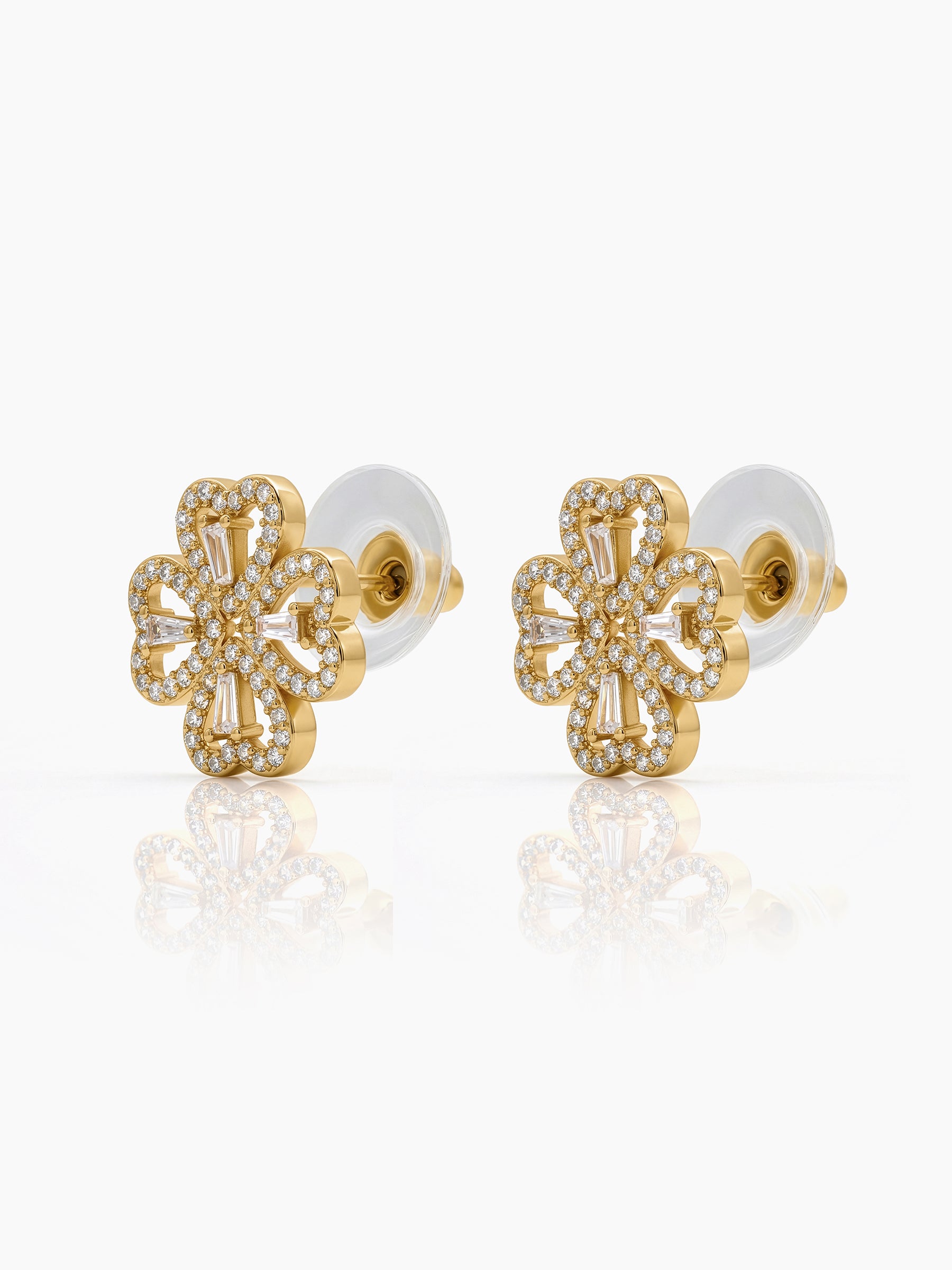 Shiny Clover 18K Gold Plated Earrings
