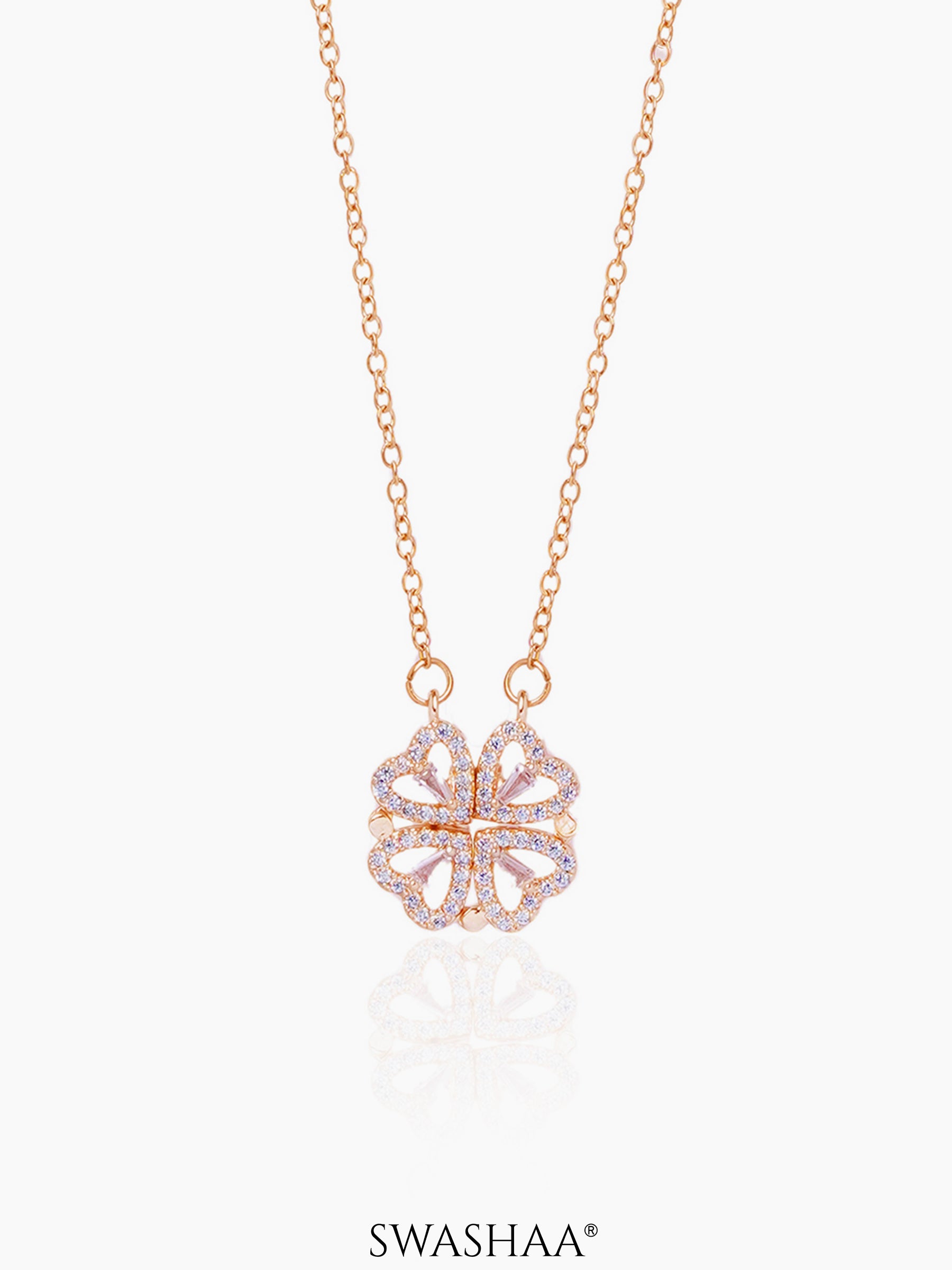 Shiny Clover Necklace Rosegold Plated