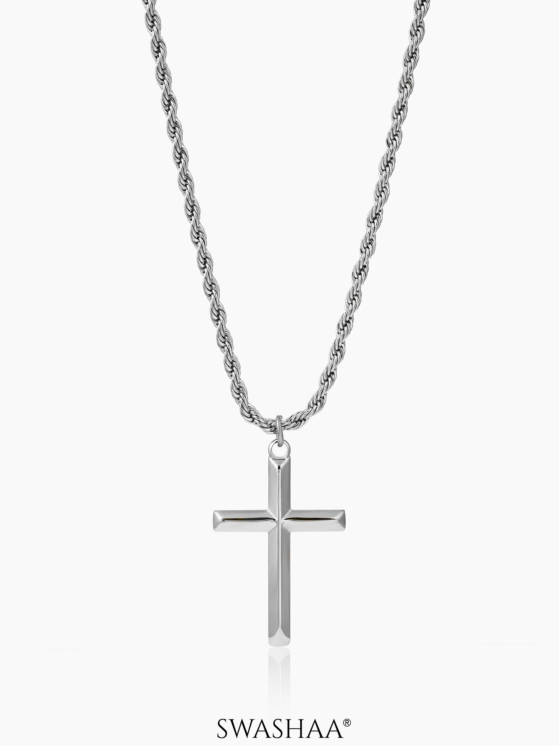 Sion Cross Rope Men's Chain Pendant Silver