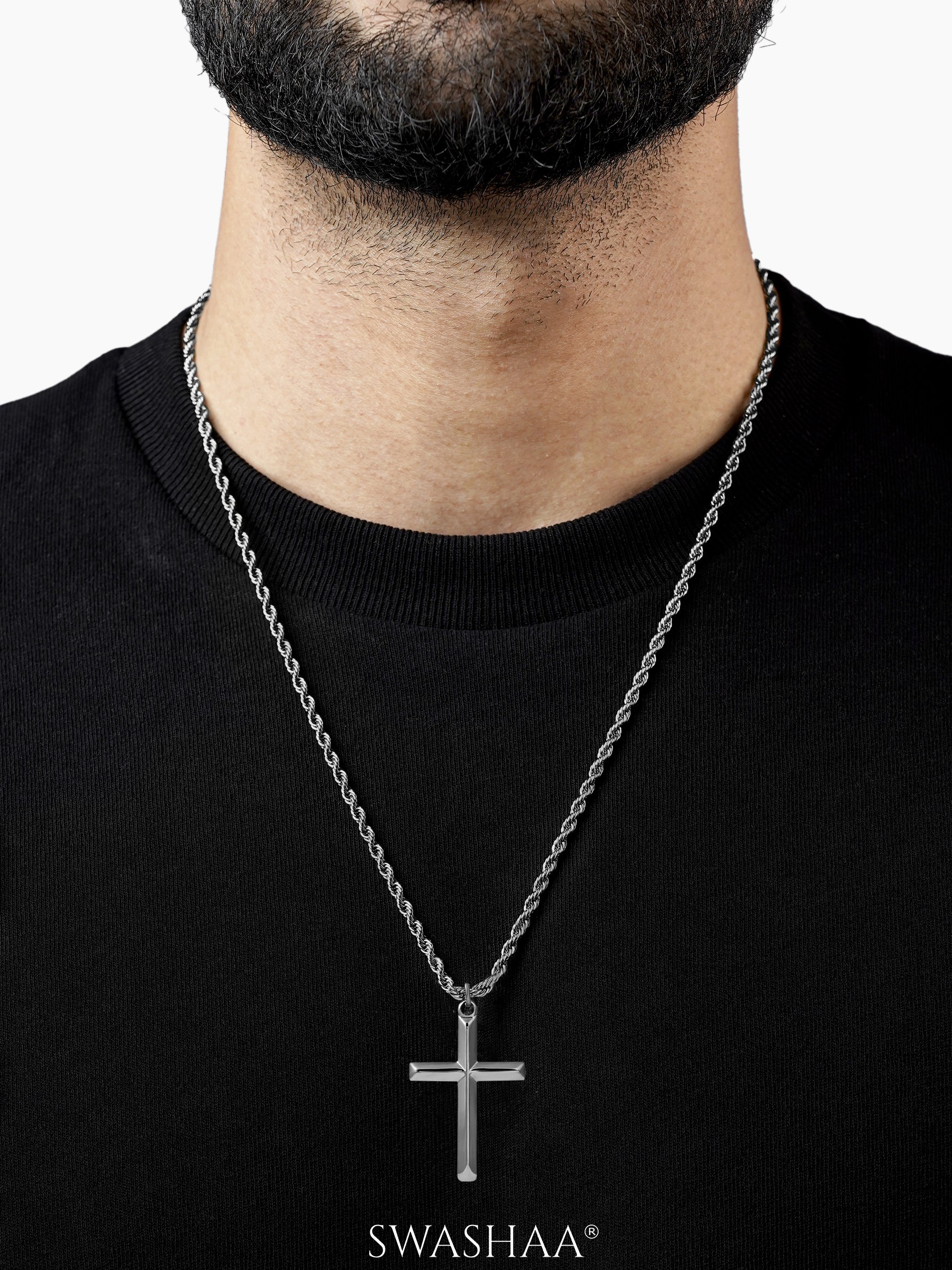 Sion Cross Rope Men's Chain Pendant