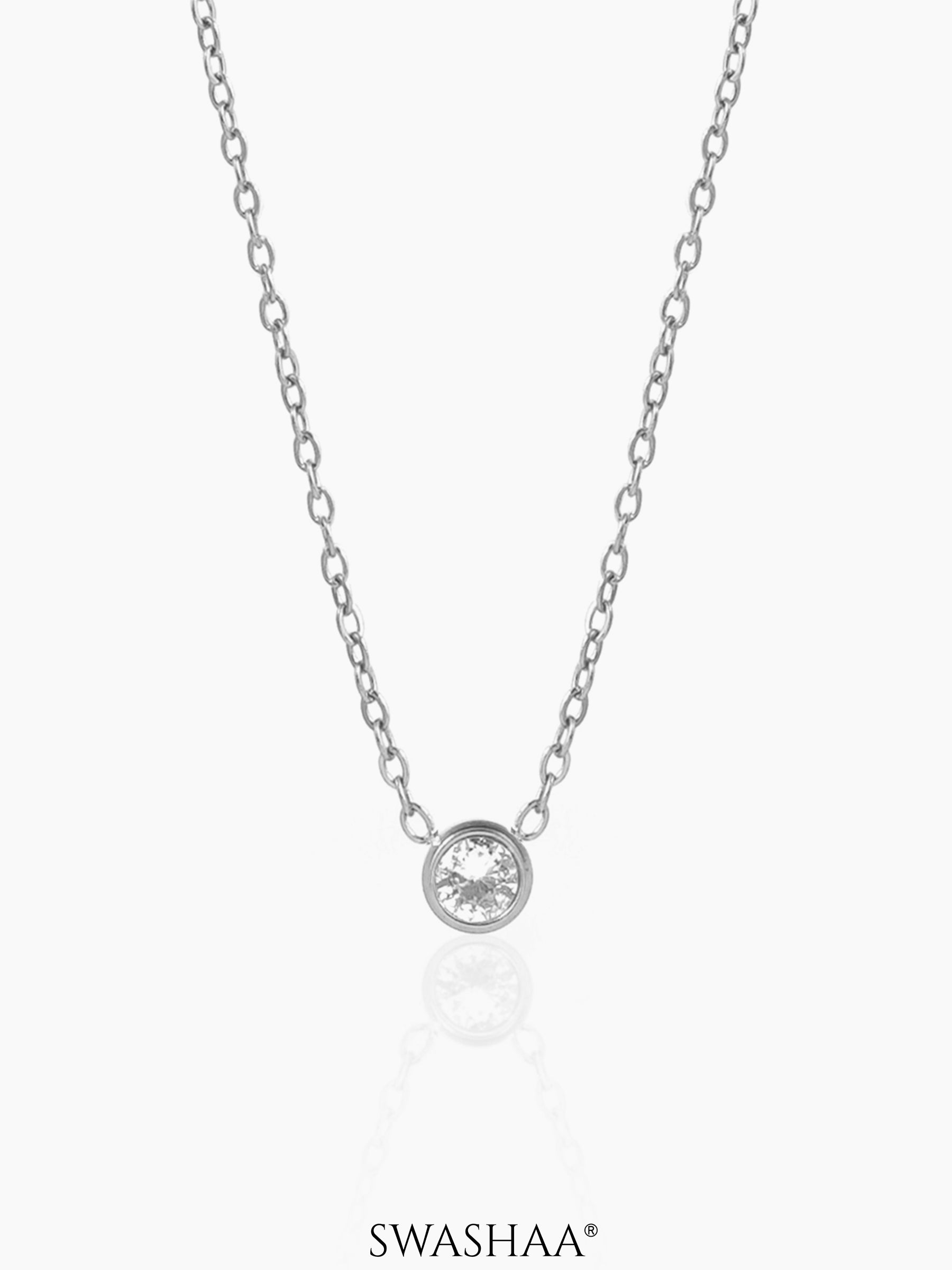 Sitara Solitaire 18K Gold Plated Necklace Silver