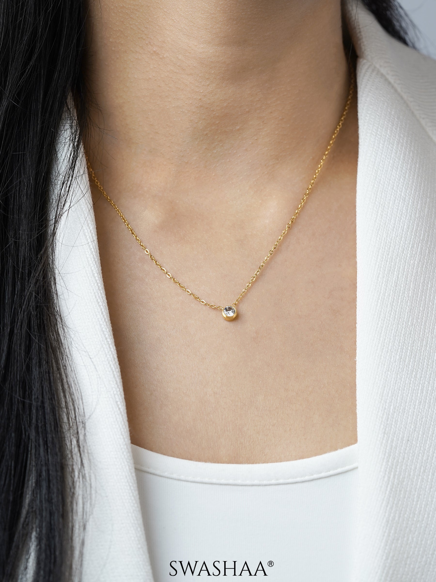 Sitara Solitaire 18K Gold Plated Necklace
