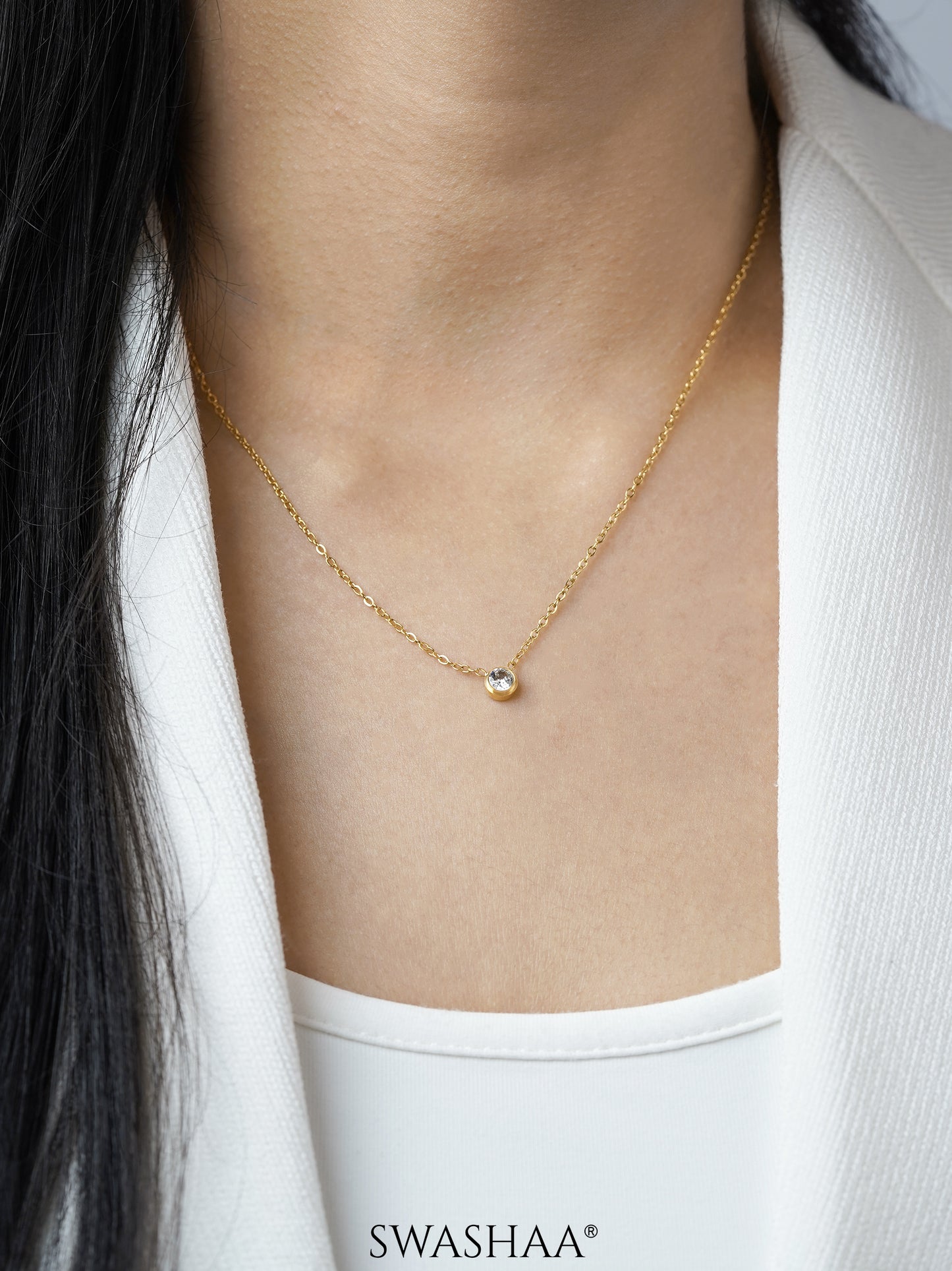 Sitara Solitaire 18K Gold Plated Necklace