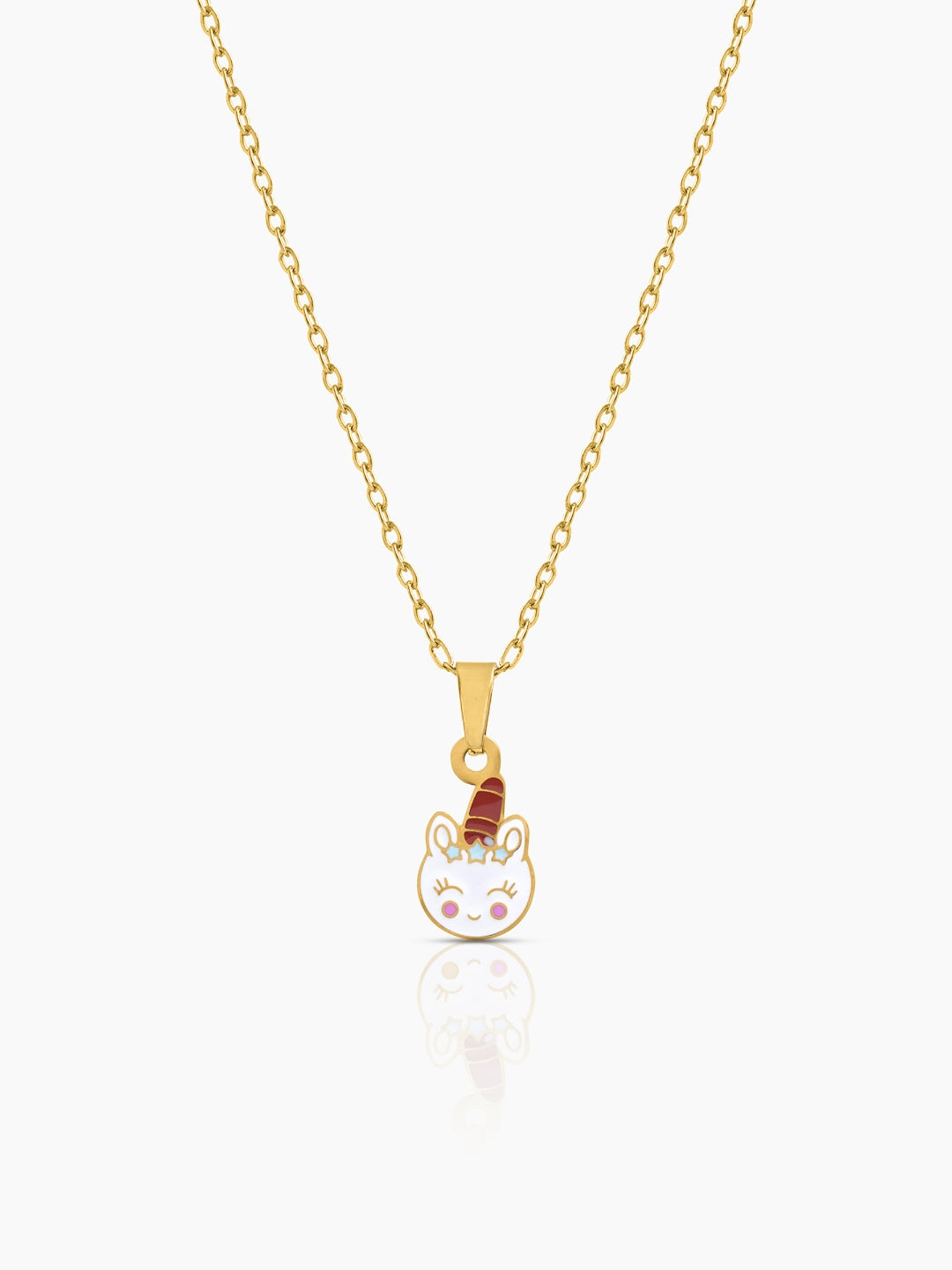 Smiley Unicorn 18K Gold Plated Kid's Pendant Necklace Gold