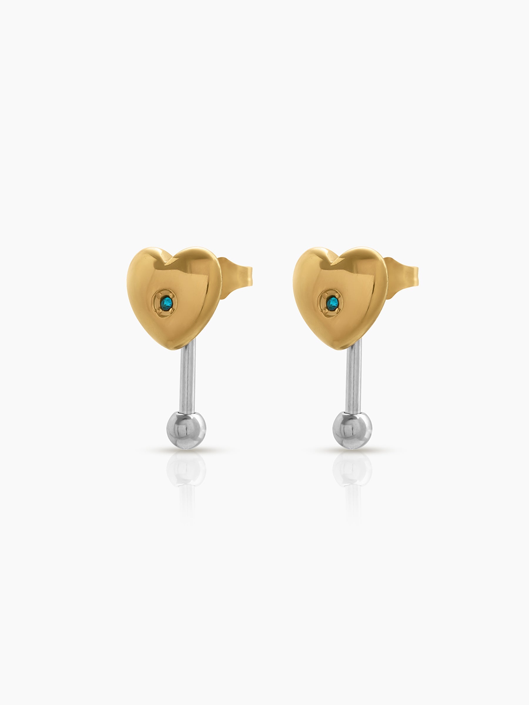Solina Heart Drop 18K Gold Plated - Silver Earrings