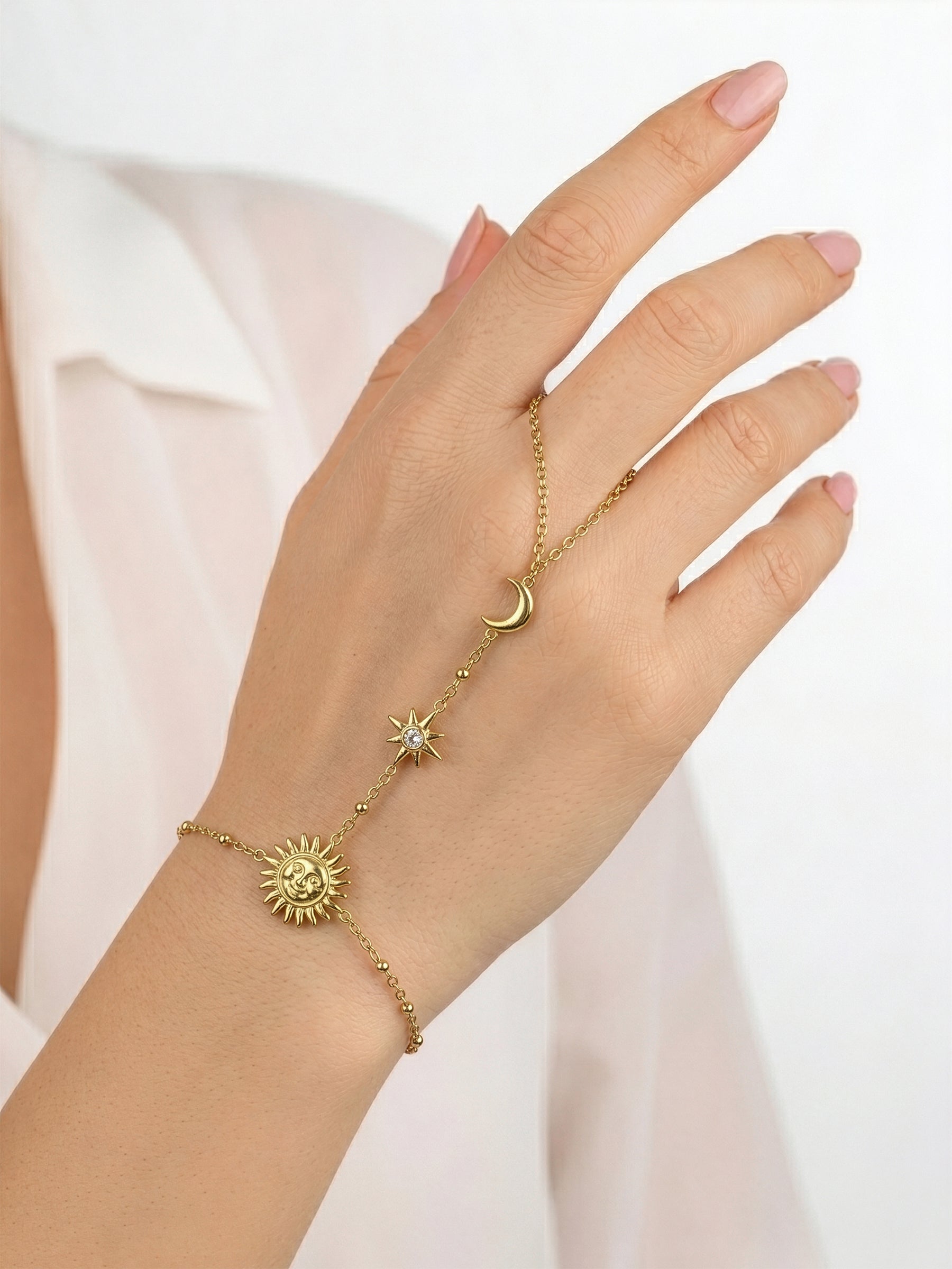 Solmeya Celestial Charms 18K Gold Plated Ring Bracelet