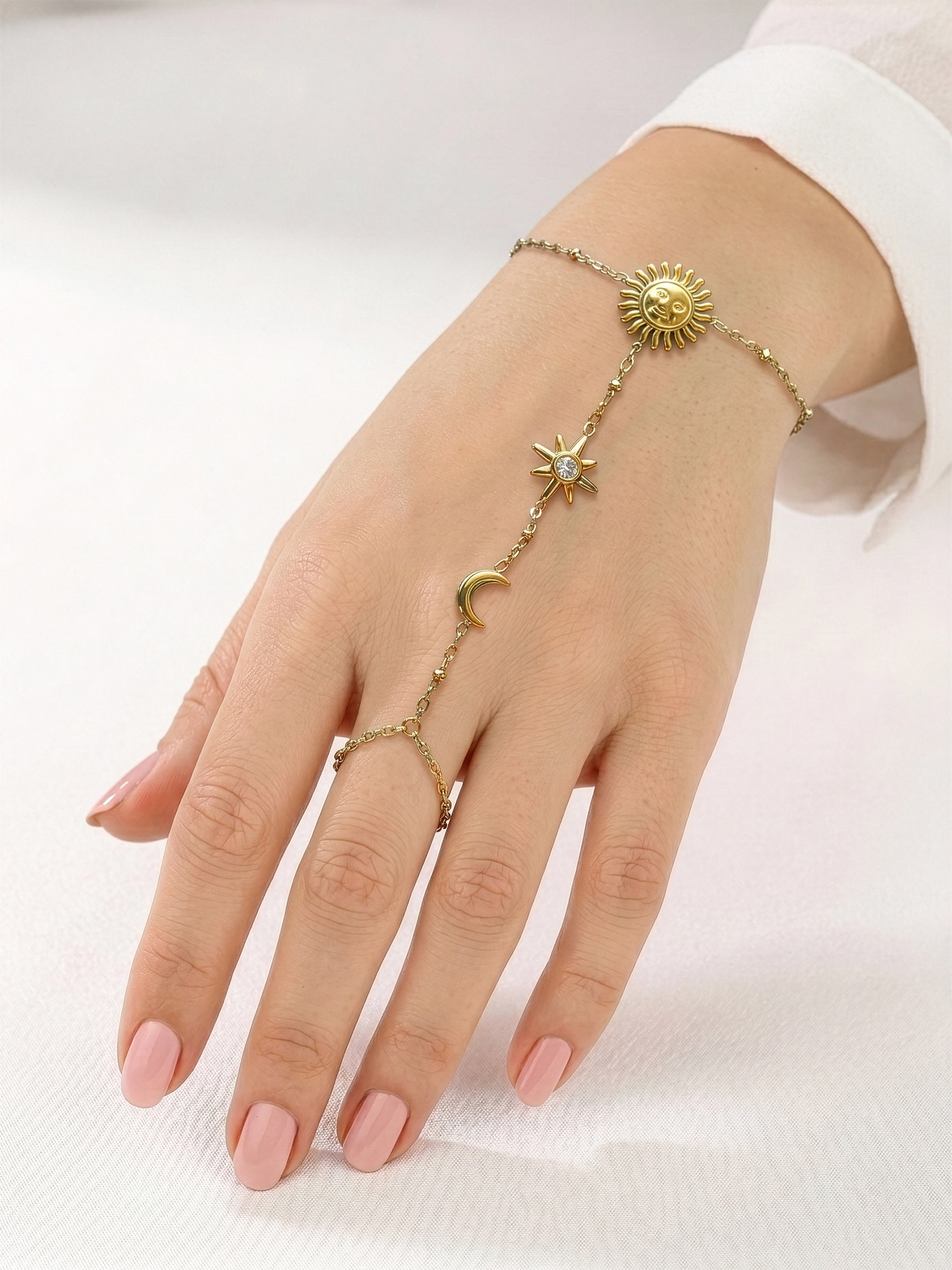 Solmeya Celestial Charms 18K Gold Plated Ring Bracelet