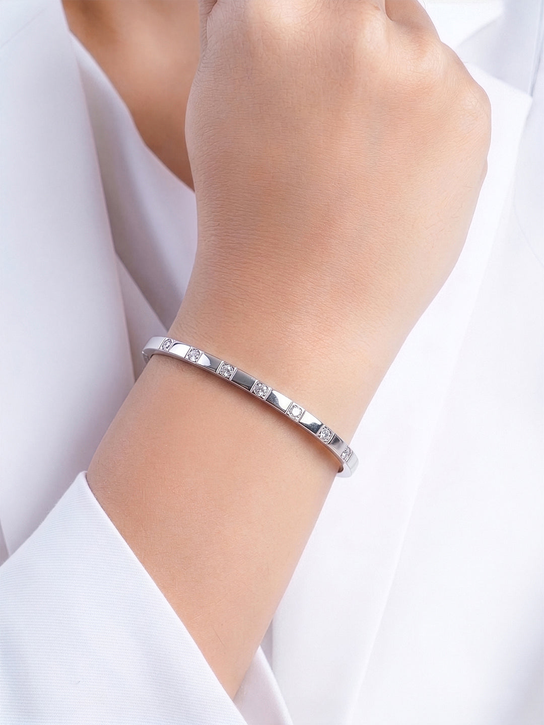 Solmira Silver Diamond Band Bracelet