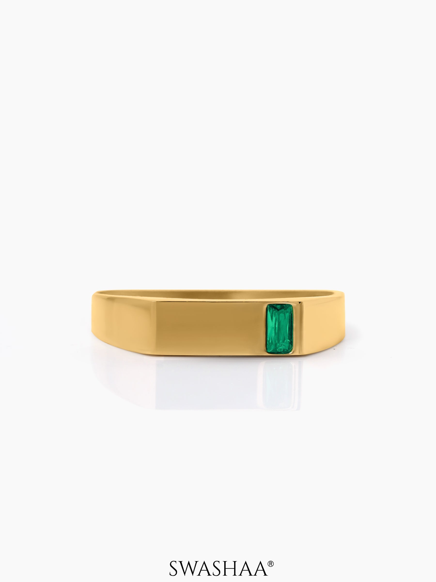 Sorin Green Solitaire Signet Men's Ring