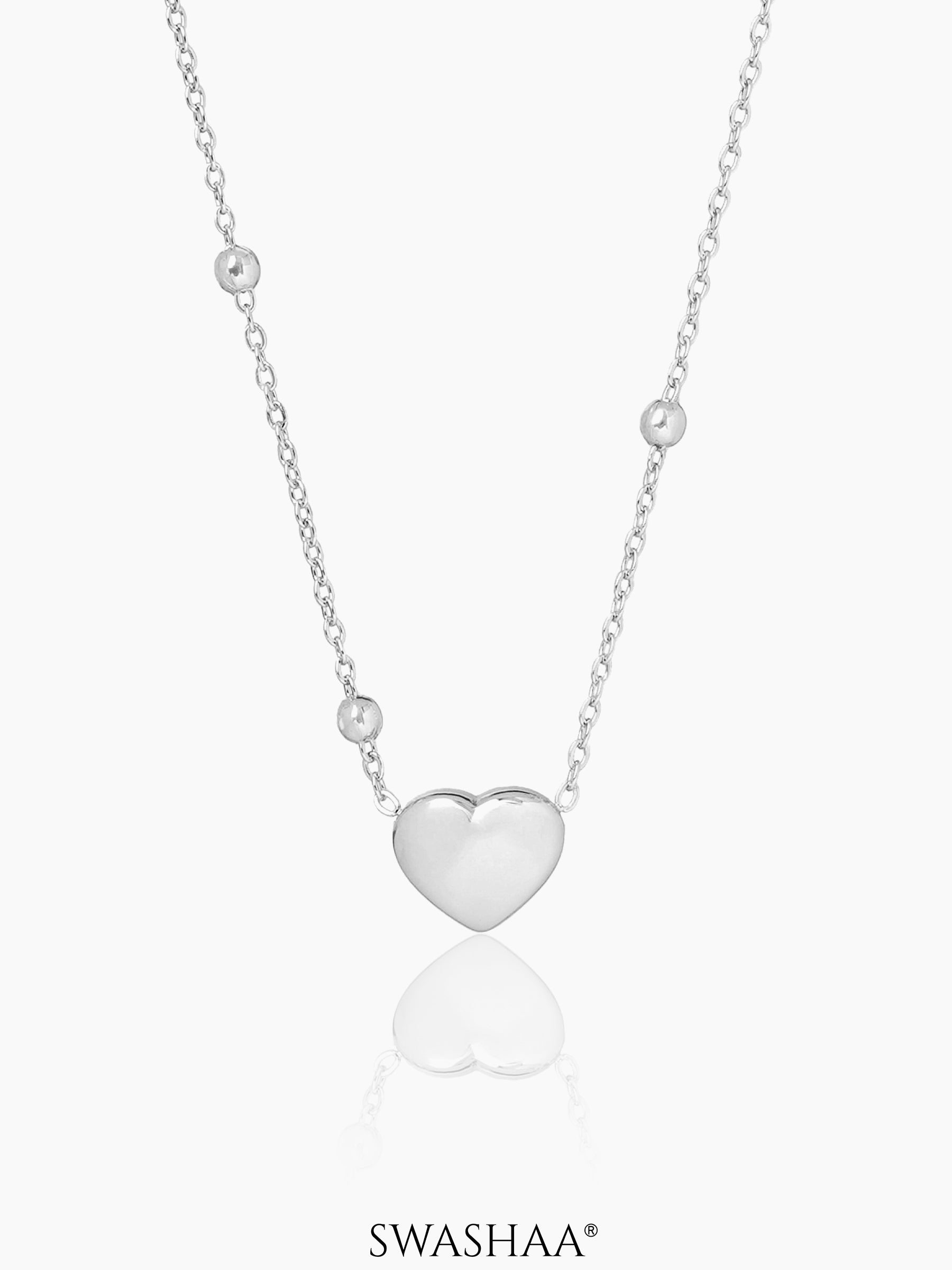 Statement Heart Necklace Silver