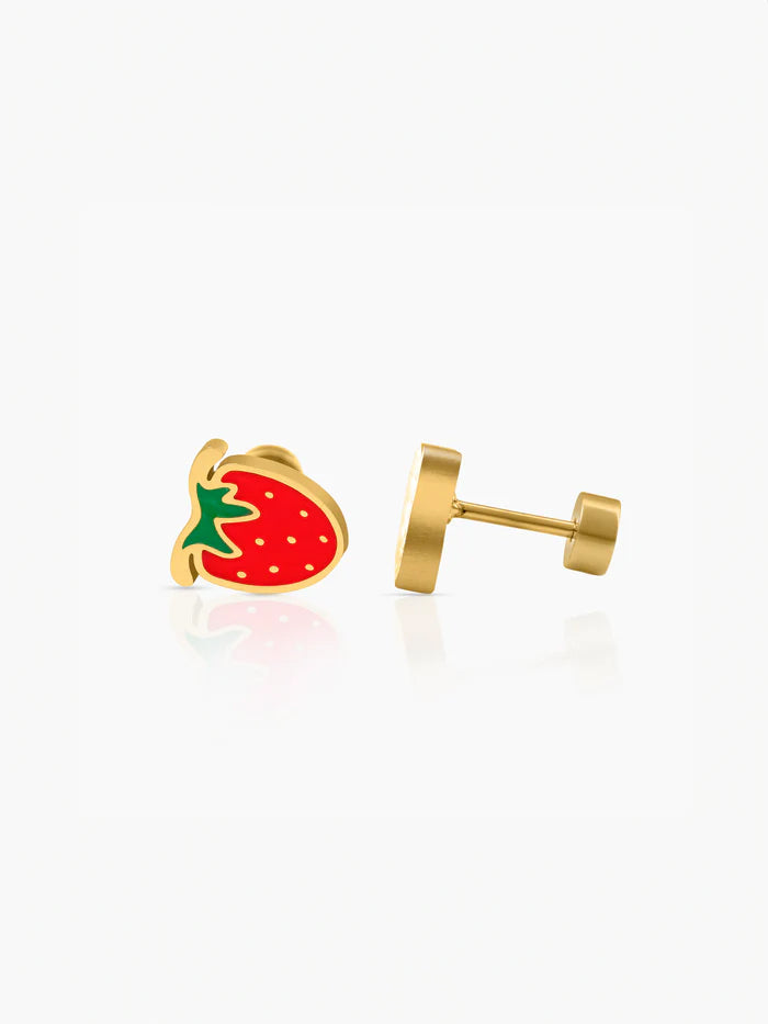 Strawberry 18K Gold Plated Kid's Earrings Gold