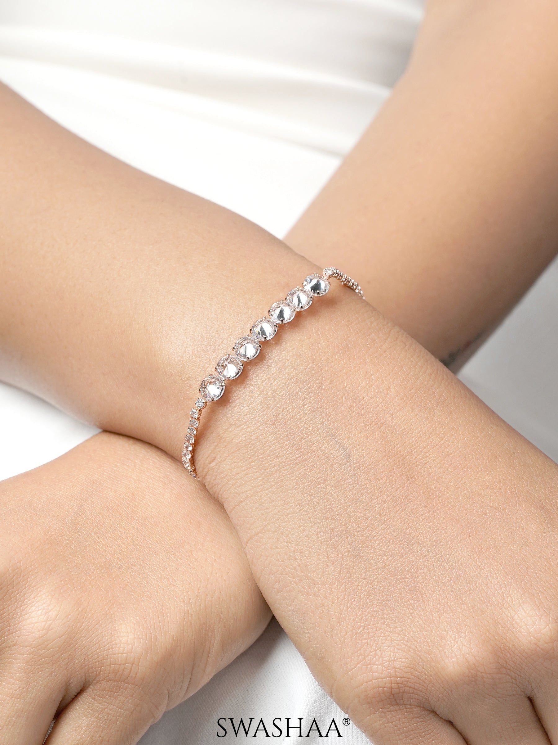 Studded Diamond Rosegold Plated Bracelet