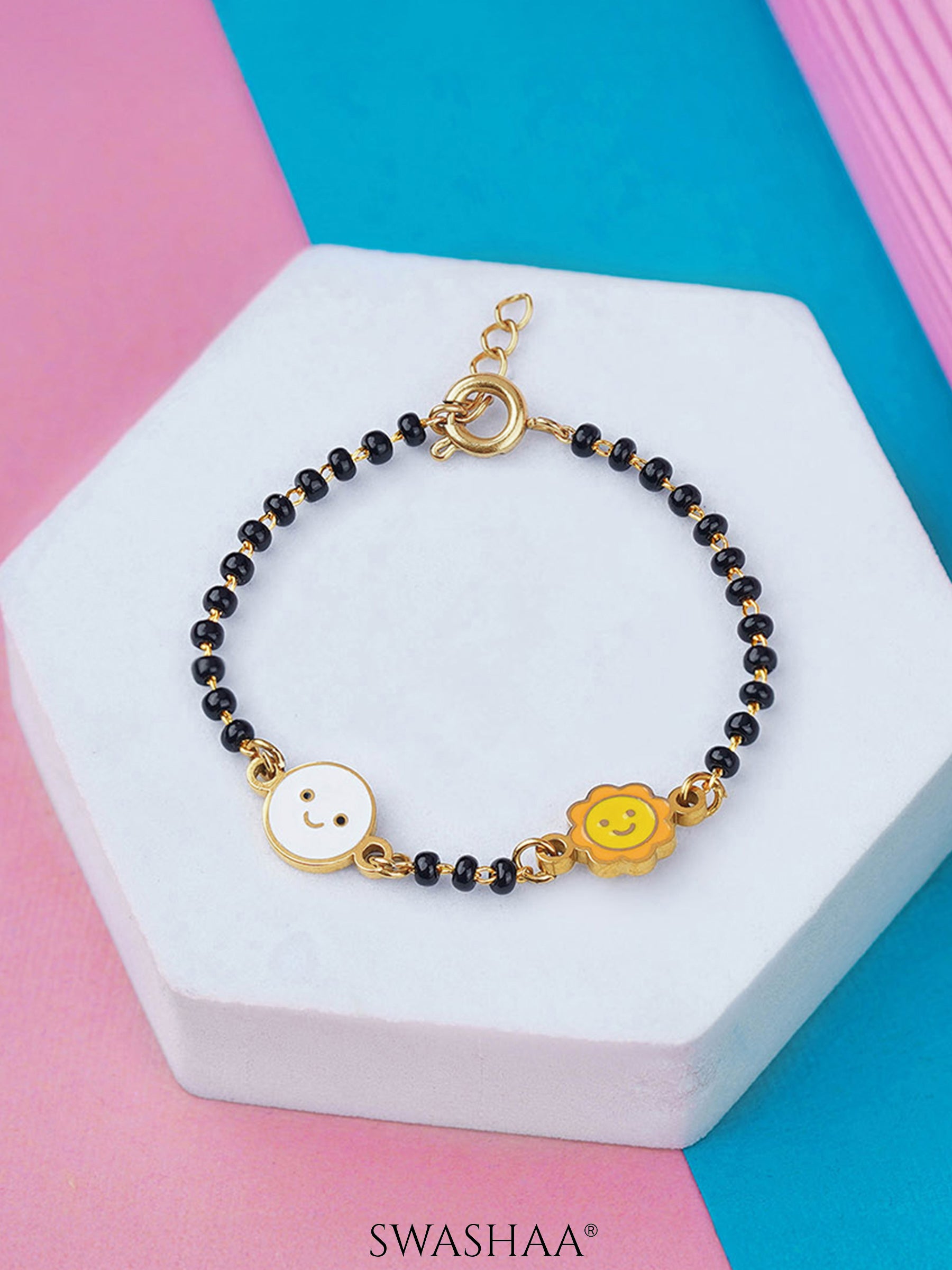 Sun & Moon Charms 18K Gold Plated Kid's Nazariya Bracelet