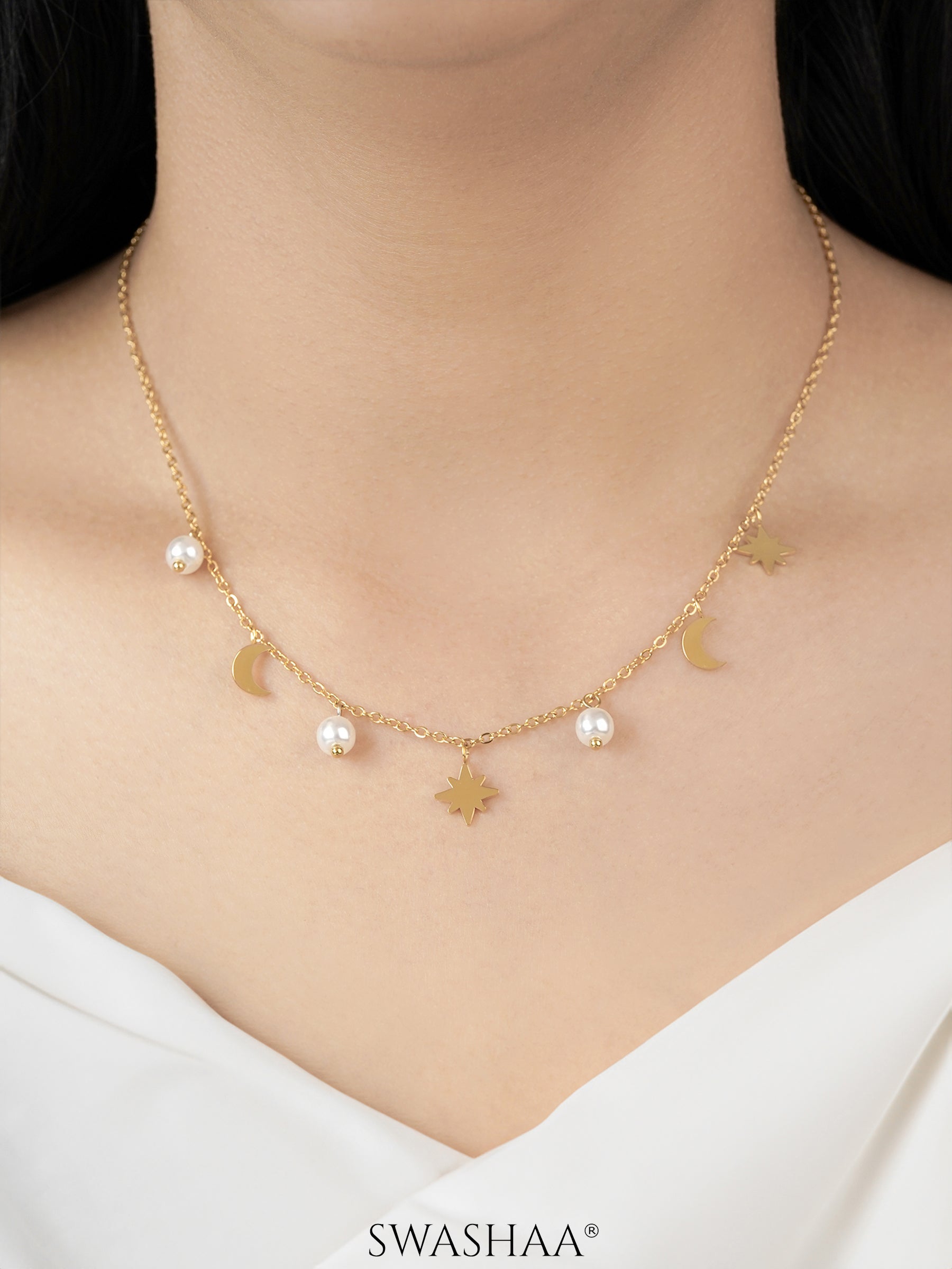 Sun & Moon 18K Gold Plated Necklace