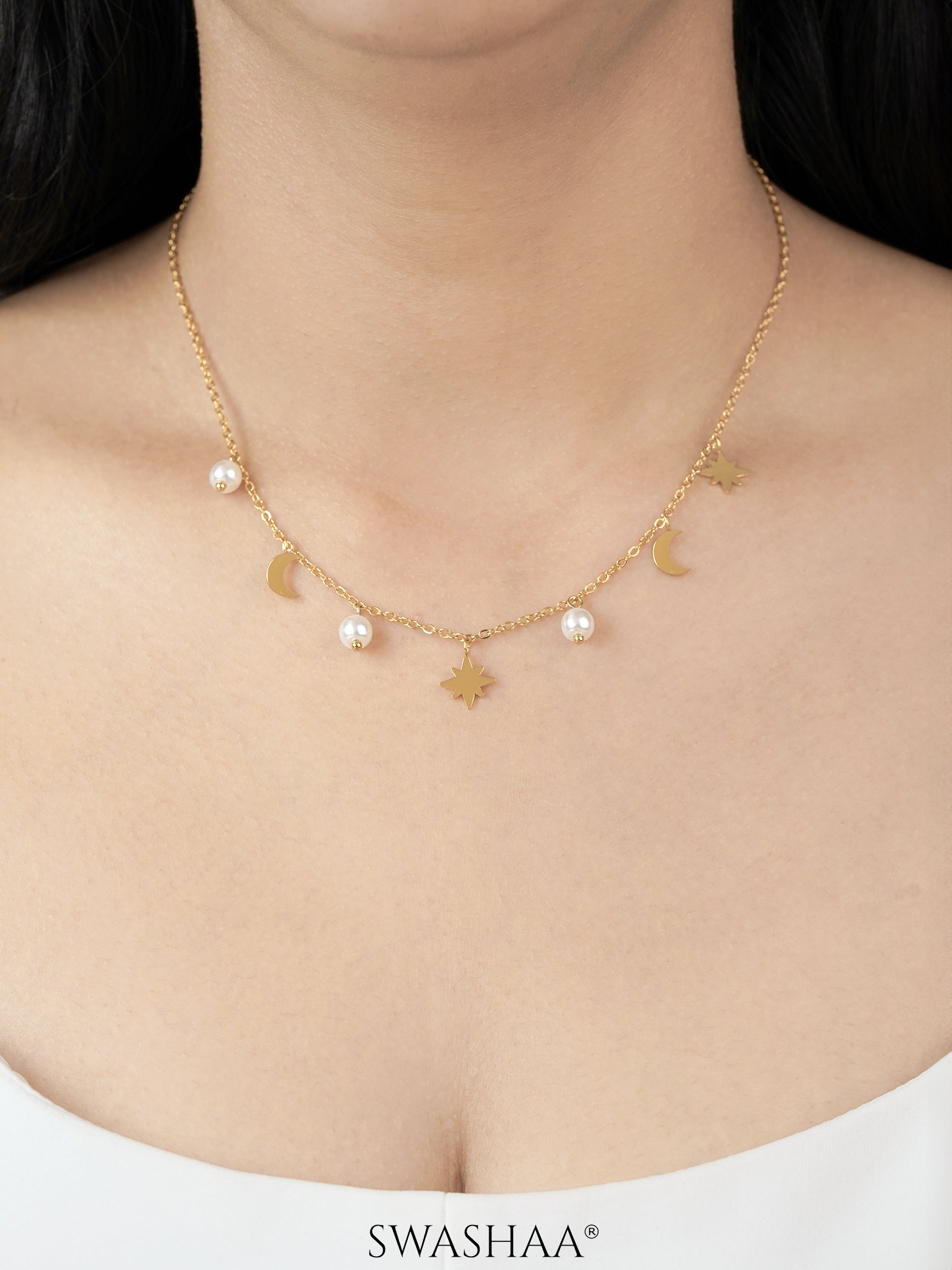 Sun & Moon 18K Gold Plated Necklace