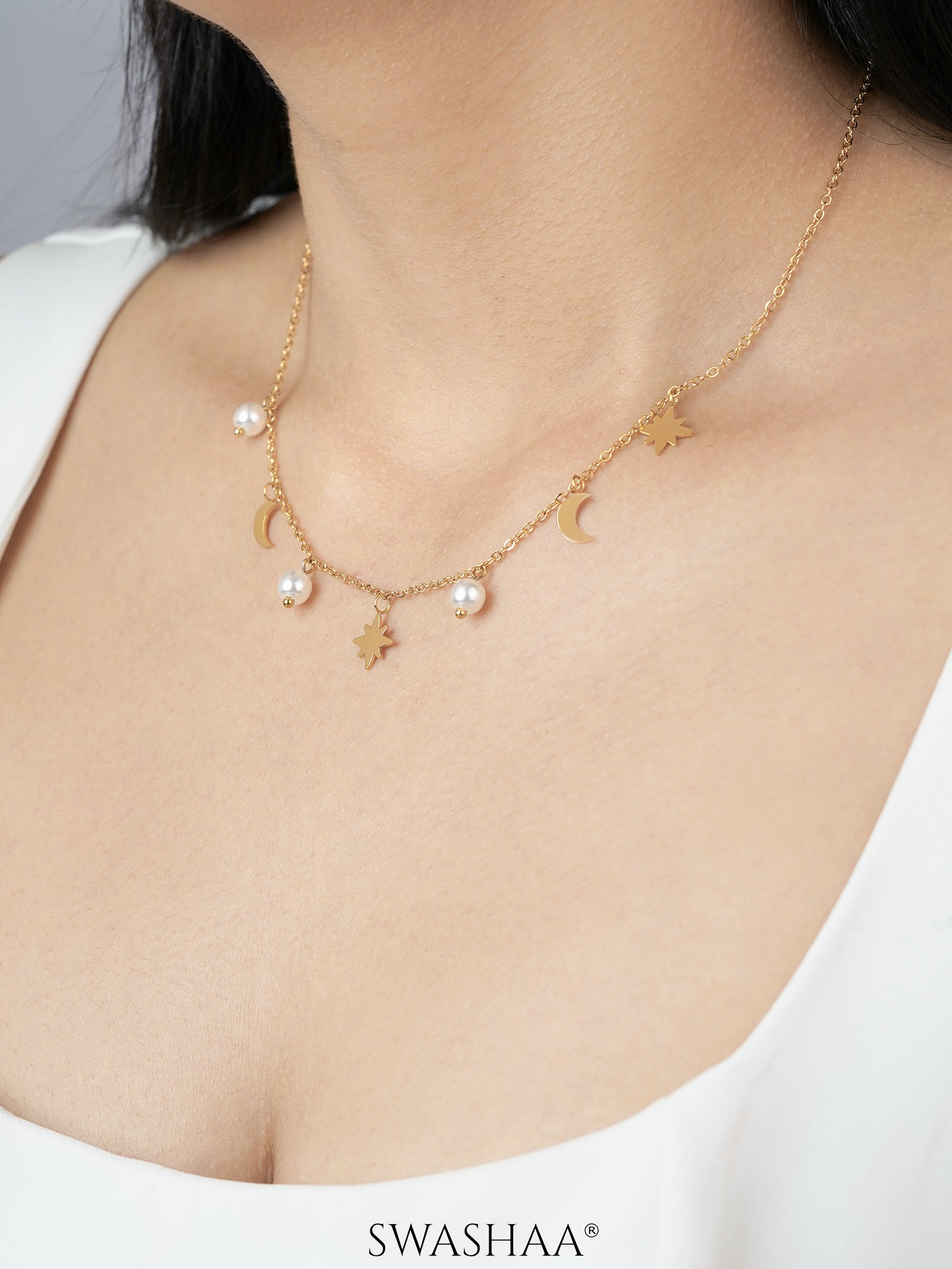 Sun & Moon 18K Gold Plated Necklace