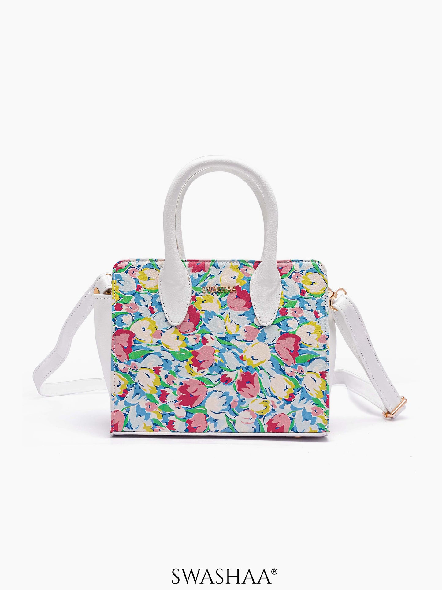 Sweet Scent Blue Leather Sling Bag White - Multicolor Tulip