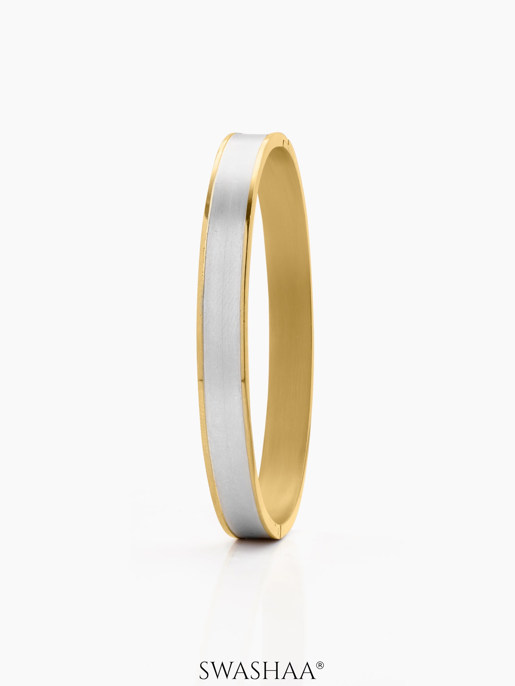 Syros Dual Tone Men's Kada 18K Gold Plated - Silver