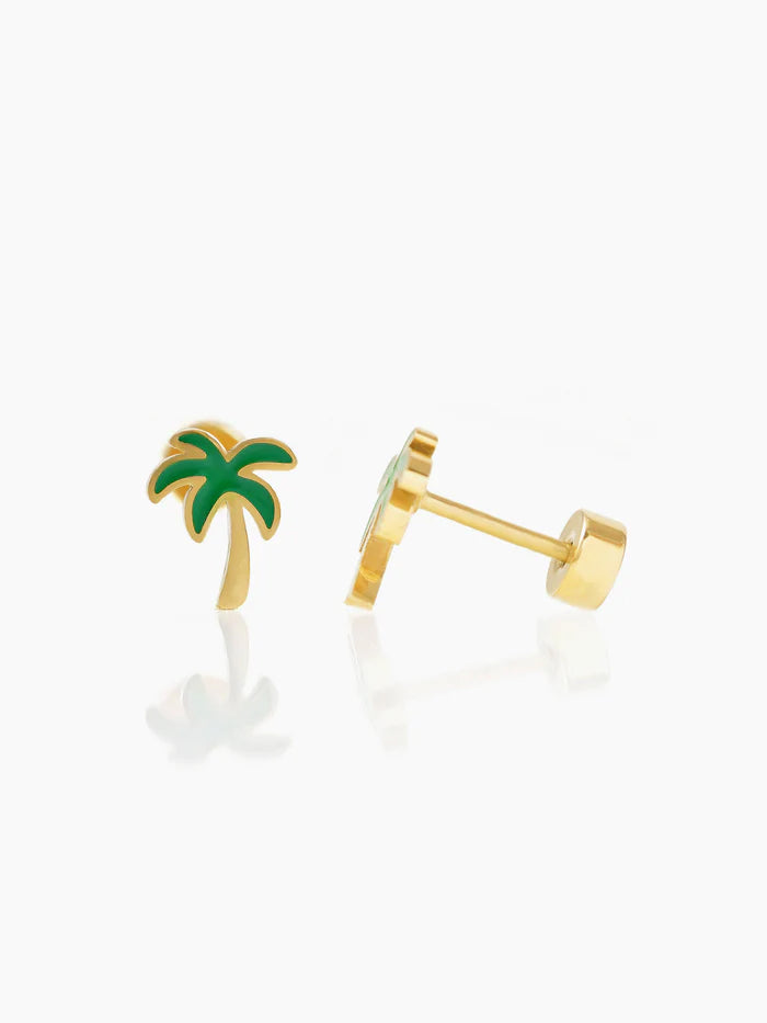 Tall Coconut 18K Gold Plated Kid's Earrings Gold
