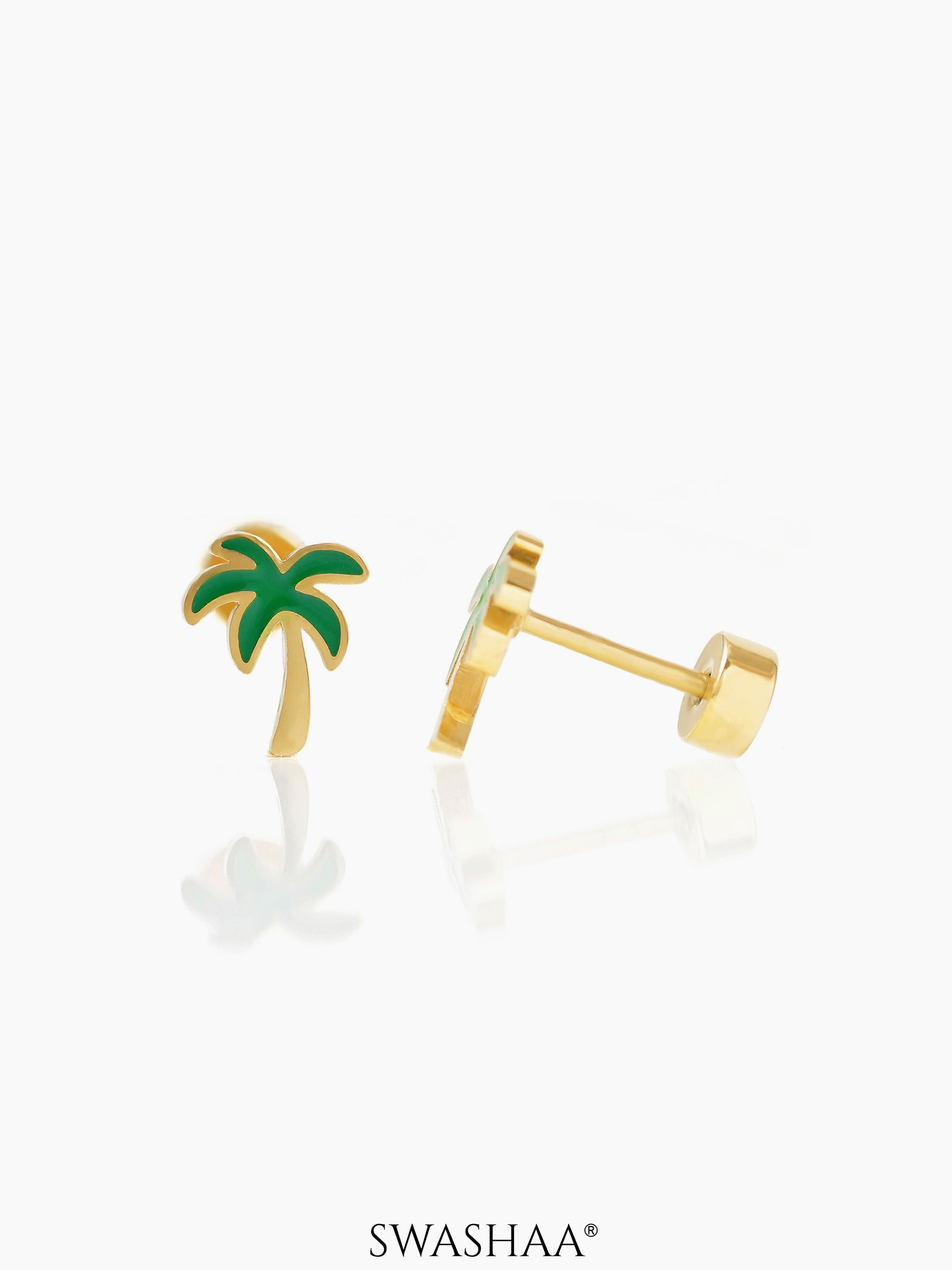 Tall Coconut 18K Gold Plated Kid's Earrings Gold