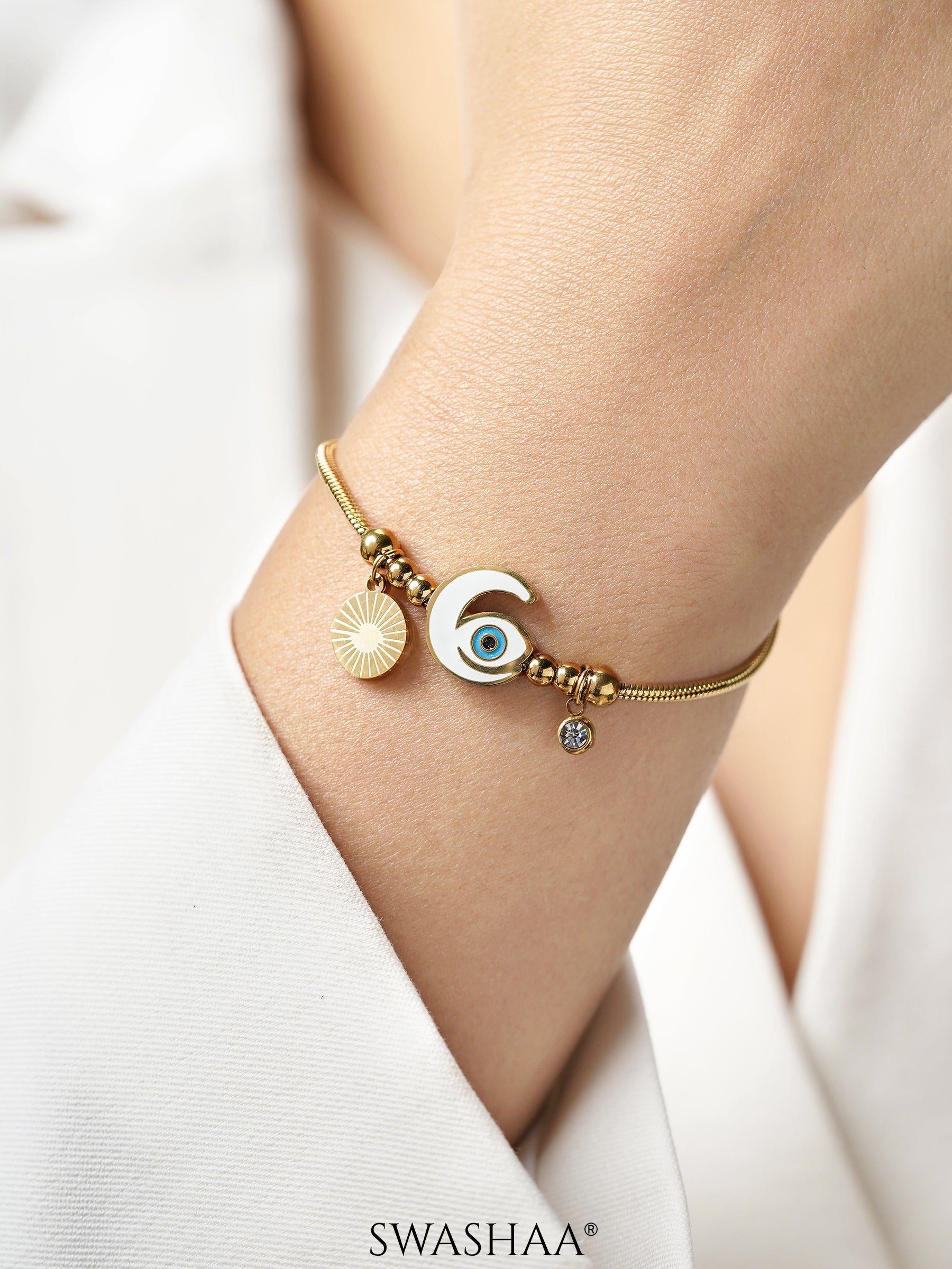 Tanhaa Moon Eye 18K Gold Plated Bracelet