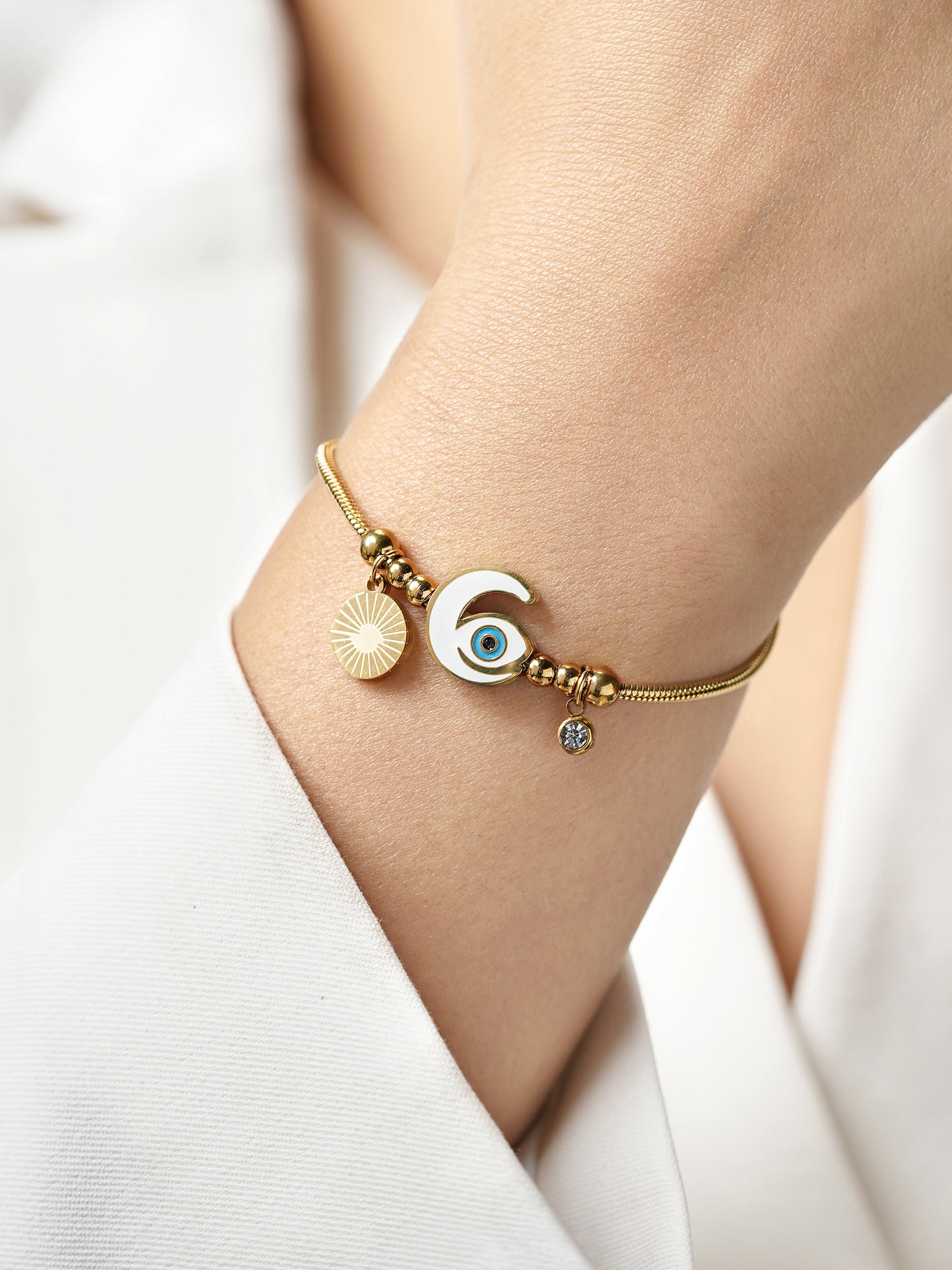 Tanhaa Moon Eye 18K Gold Plated Bracelet