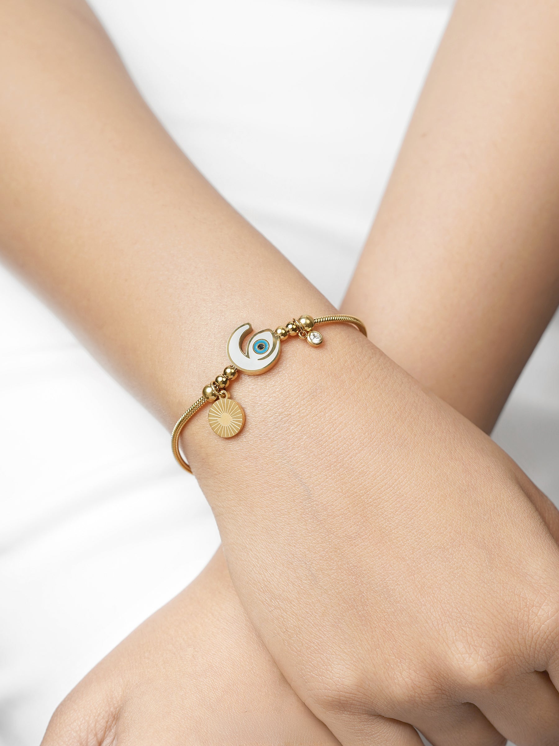 Tanhaa Moon Eye 18K Gold Plated Bracelet