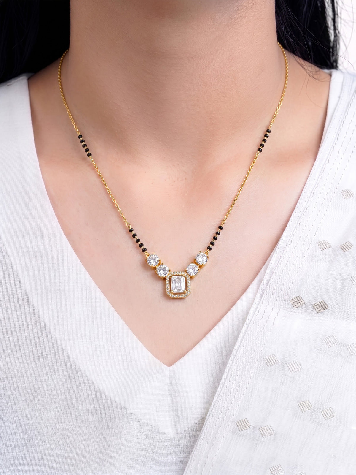 Tanisha Diamond Halo 18K Gold Plated Mangalsutra