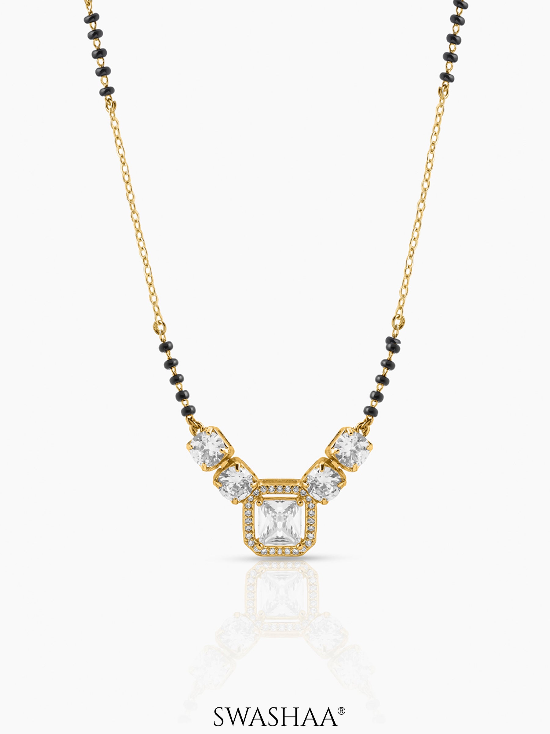 Tanisha Diamond Halo Mangalsutra 18K Gold Plated