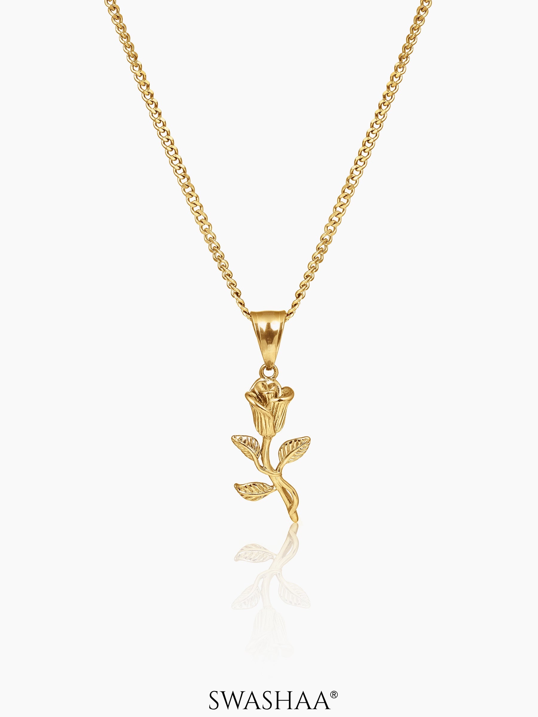 Tavien Rose Men's Chain Pendant 18K Gold Plated