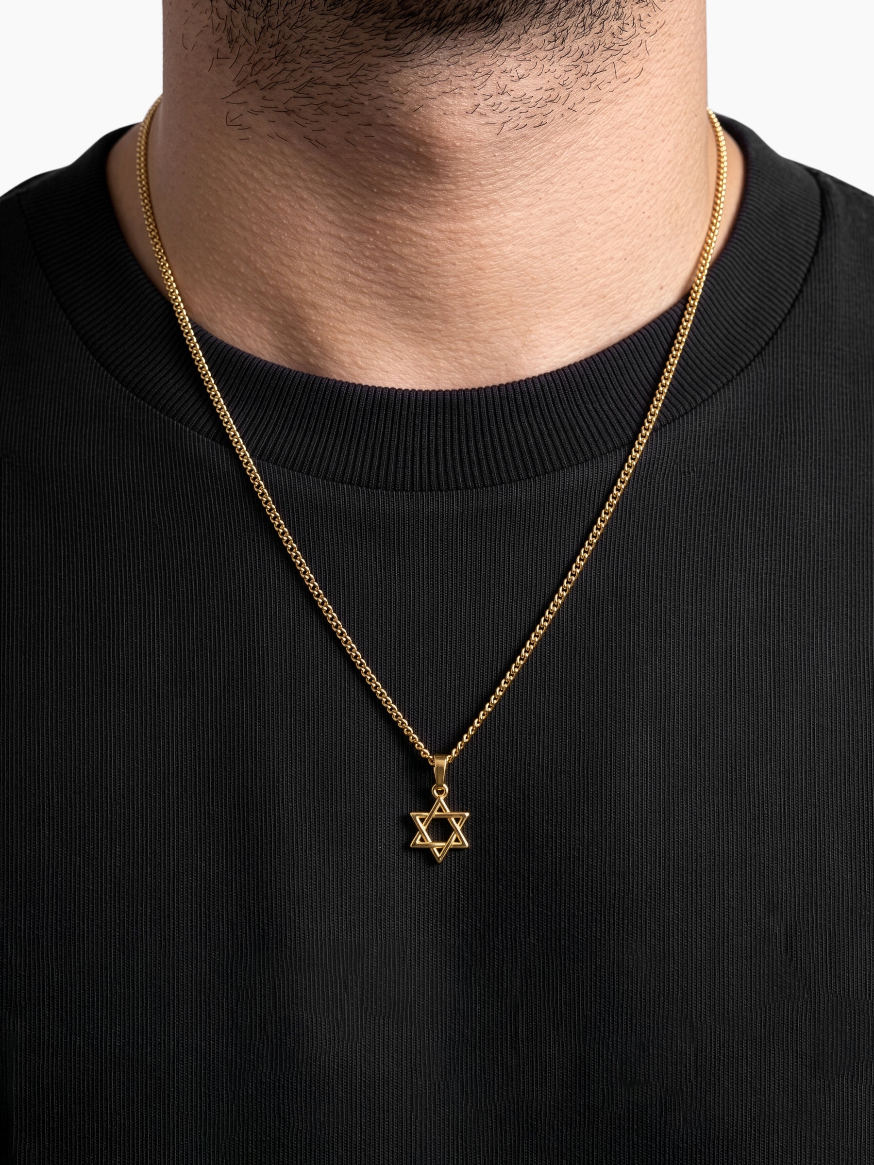 Tavik Hex Star 18K Gold Plated Men’s Chain Pendant