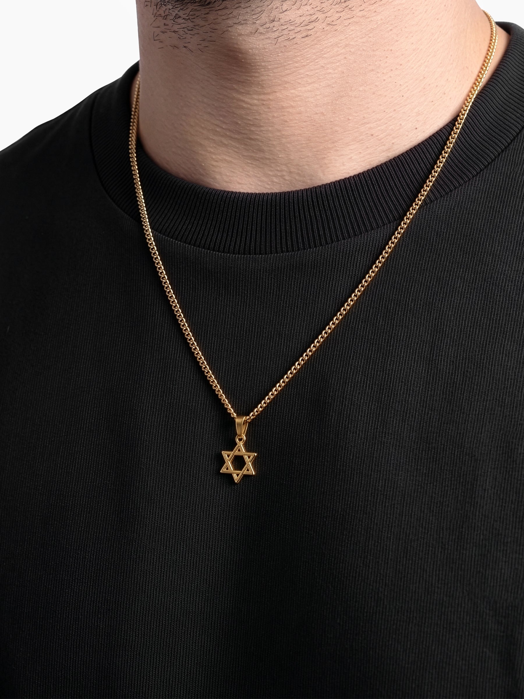 Tavik Hex Star 18K Gold Plated Men’s Chain Pendant