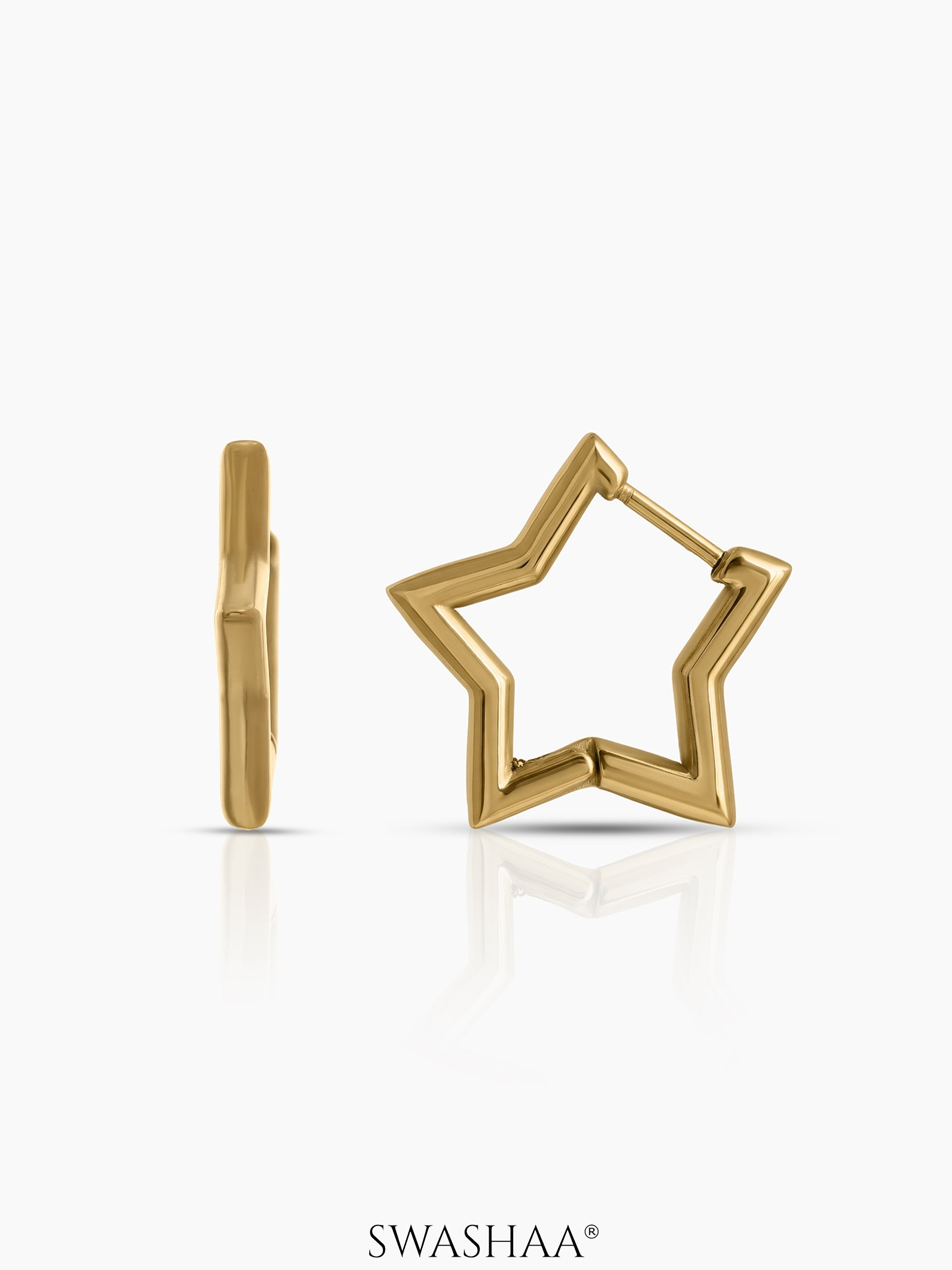 Tavina Star Women's Hoop Earrings 18K Gold Plated