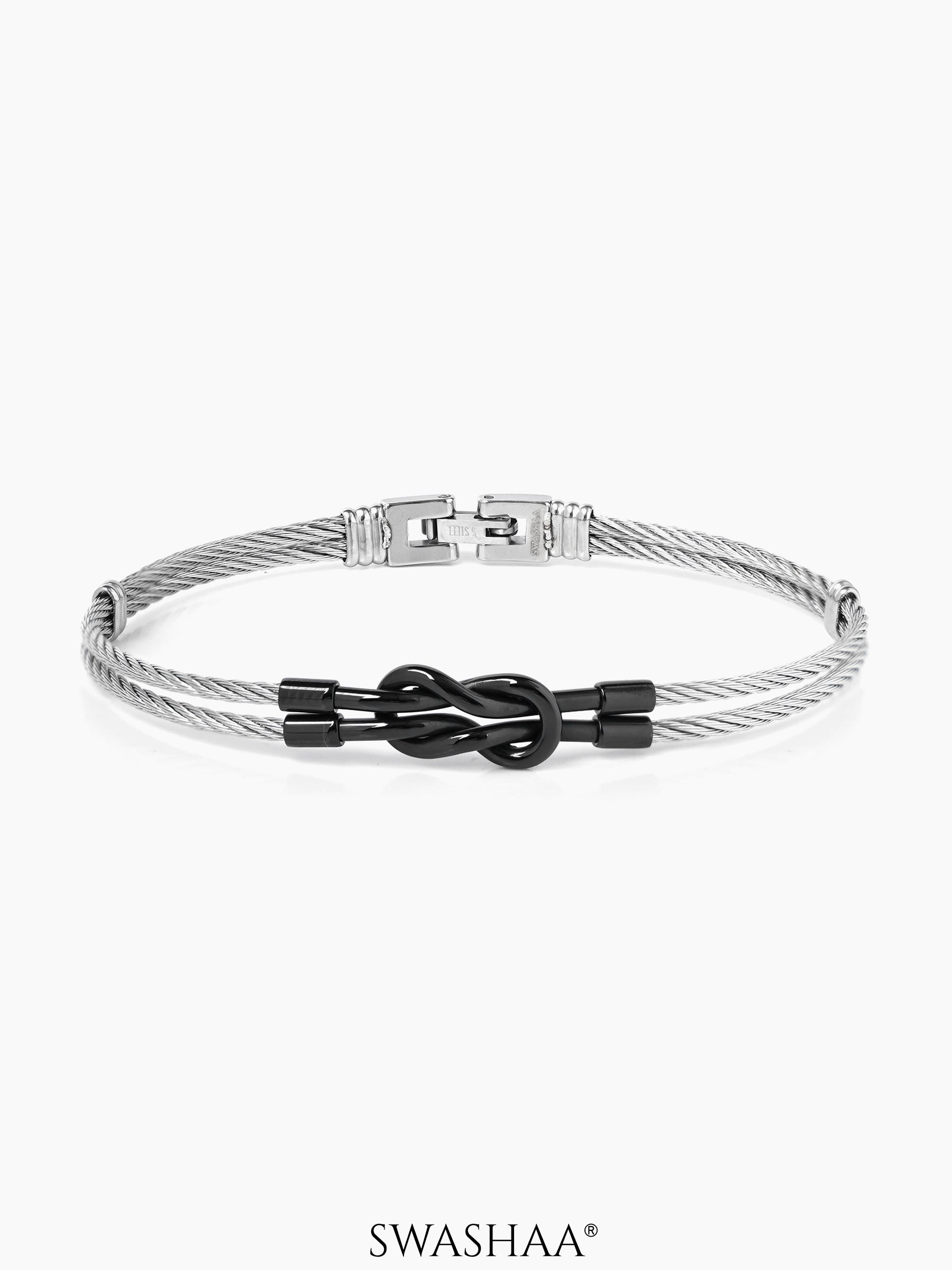 Teo Wired Men's Bracelet Black-Silver