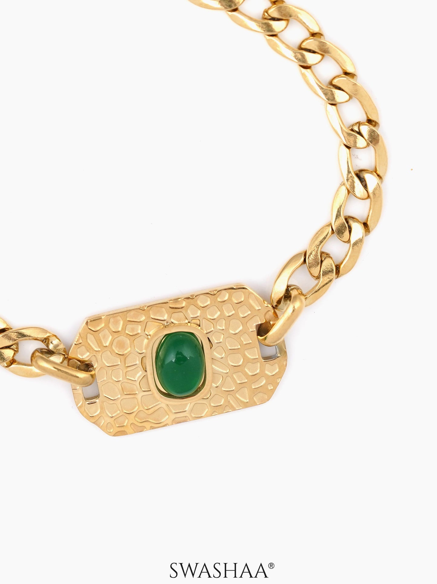 Textured Tag Cuban Chain Men's Bracelet