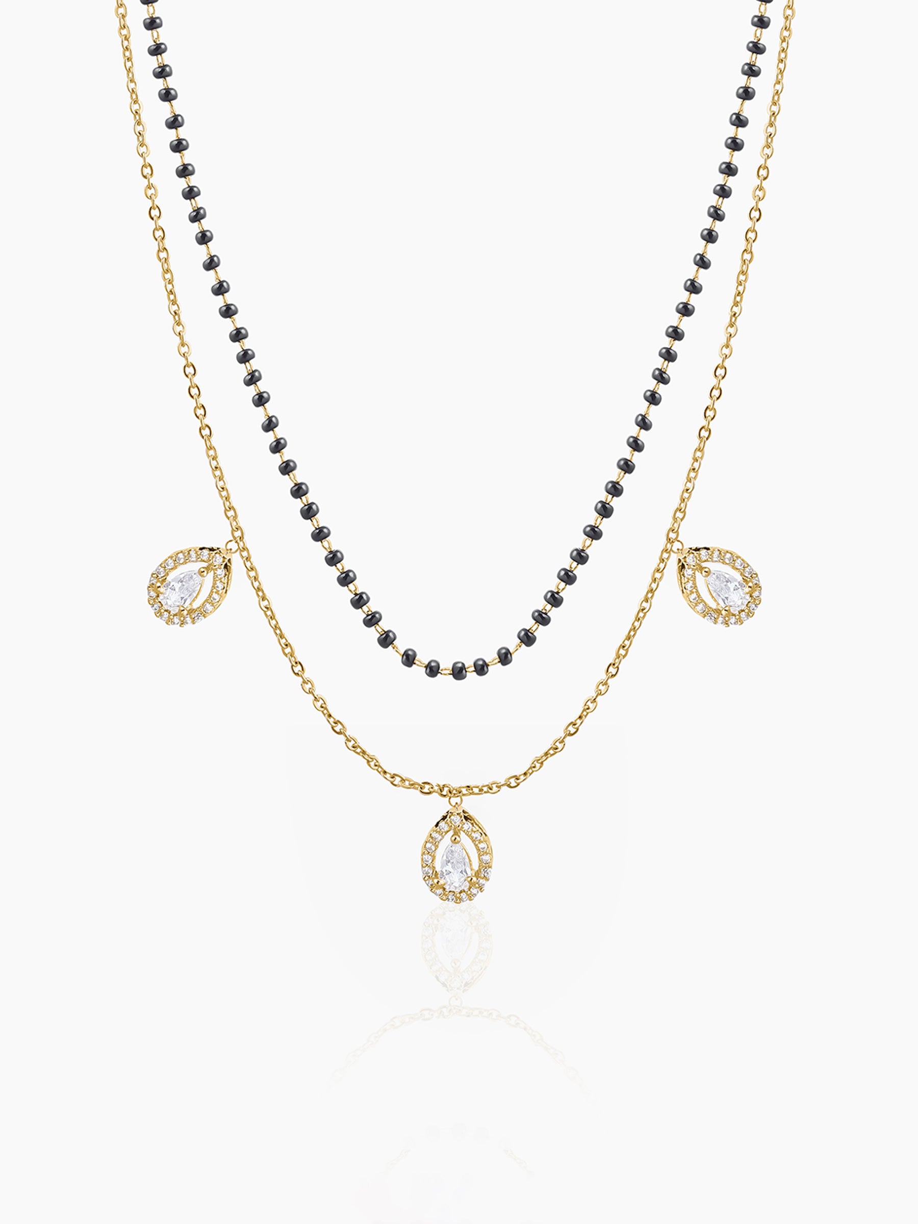 Tia Layered Teardrop Diamond 18K Gold Plated Mangalsutra Gold