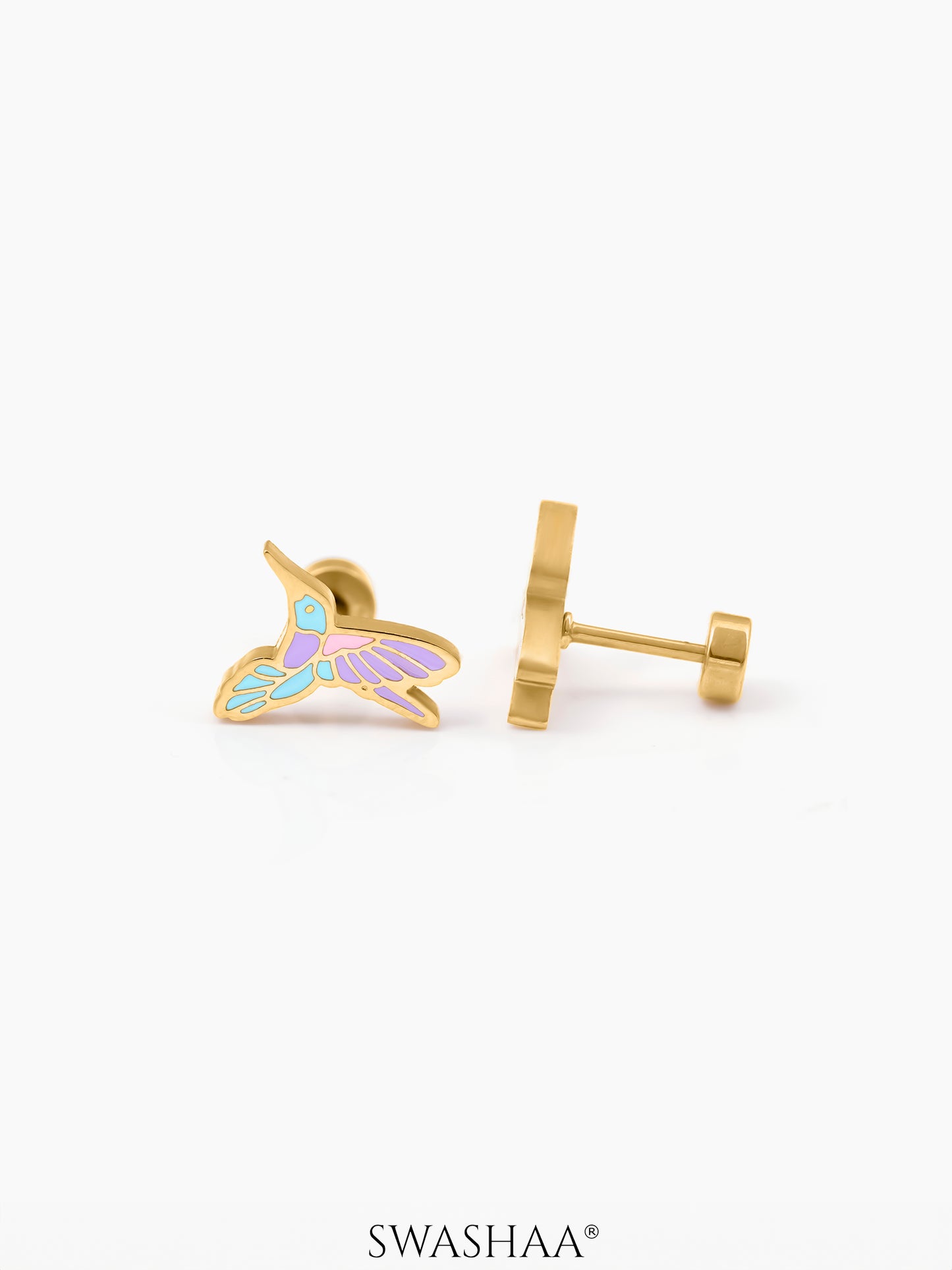 Tim Tum Bird 18K Gold Plated Kid's Earrings Gold