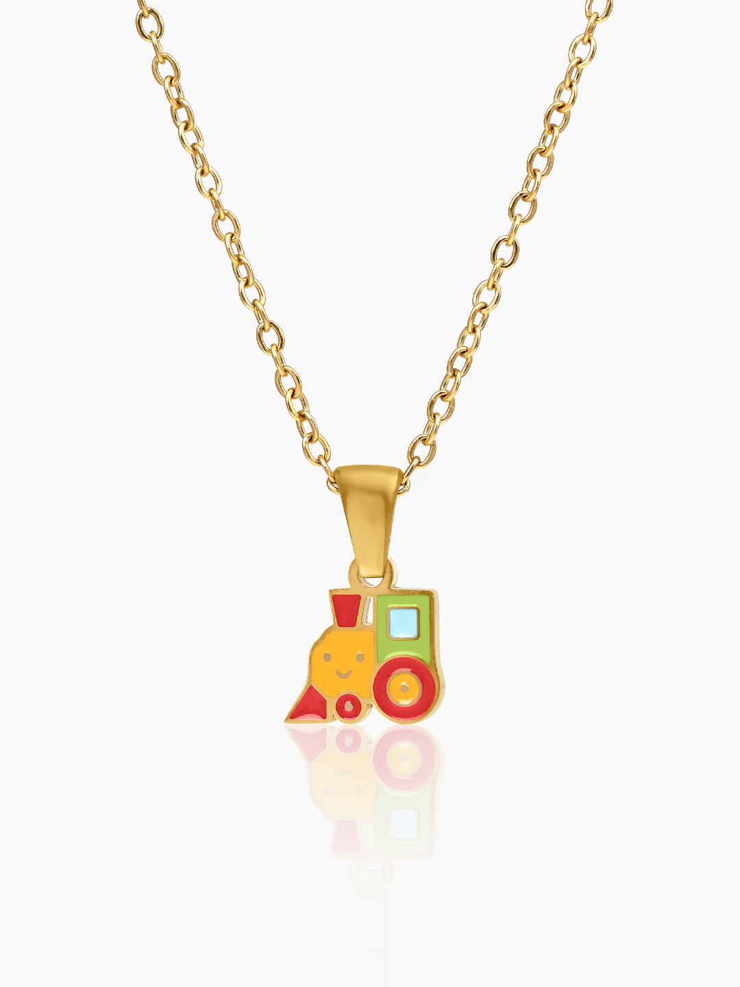 Tiny Train 18K Gold Plated Kid's Chain Pendant Gold