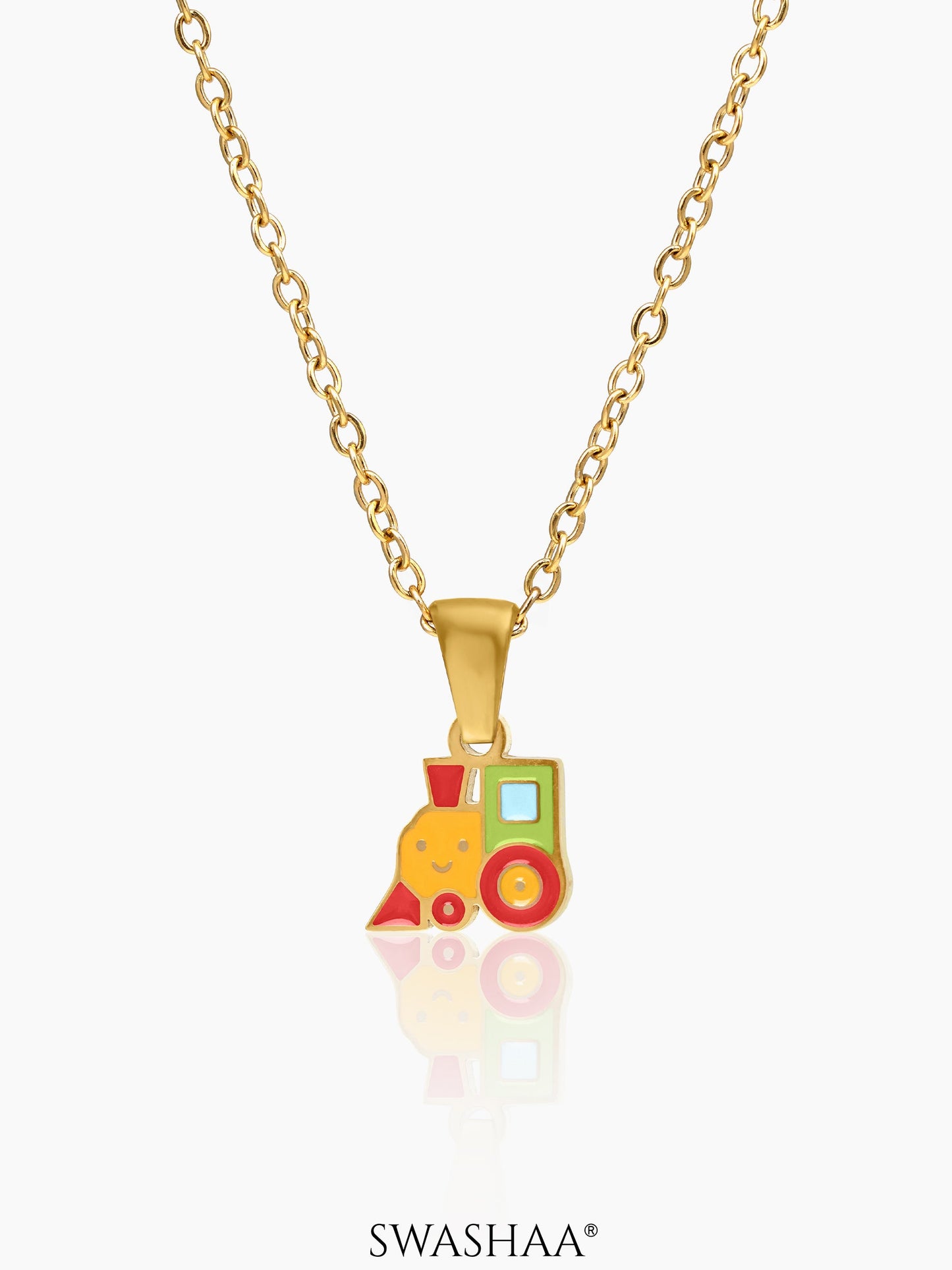 Tiny Train 18K Gold Plated Kid's Chain Pendant Gold