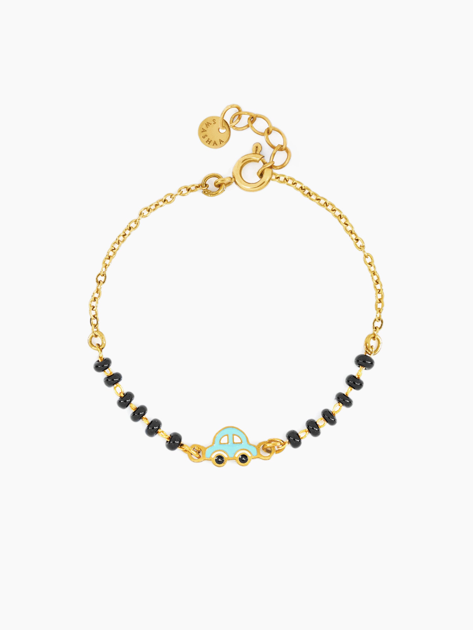 Tiny Wheels Car Charm 18K Gold Plated Kid's Nazariya Bracelet Gold