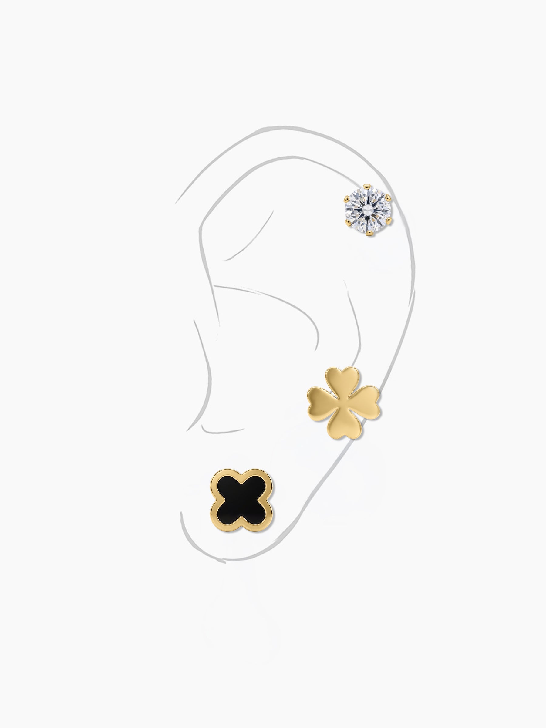 Tivara Clover 18K Gold Plated Women's Earrings Set Gold