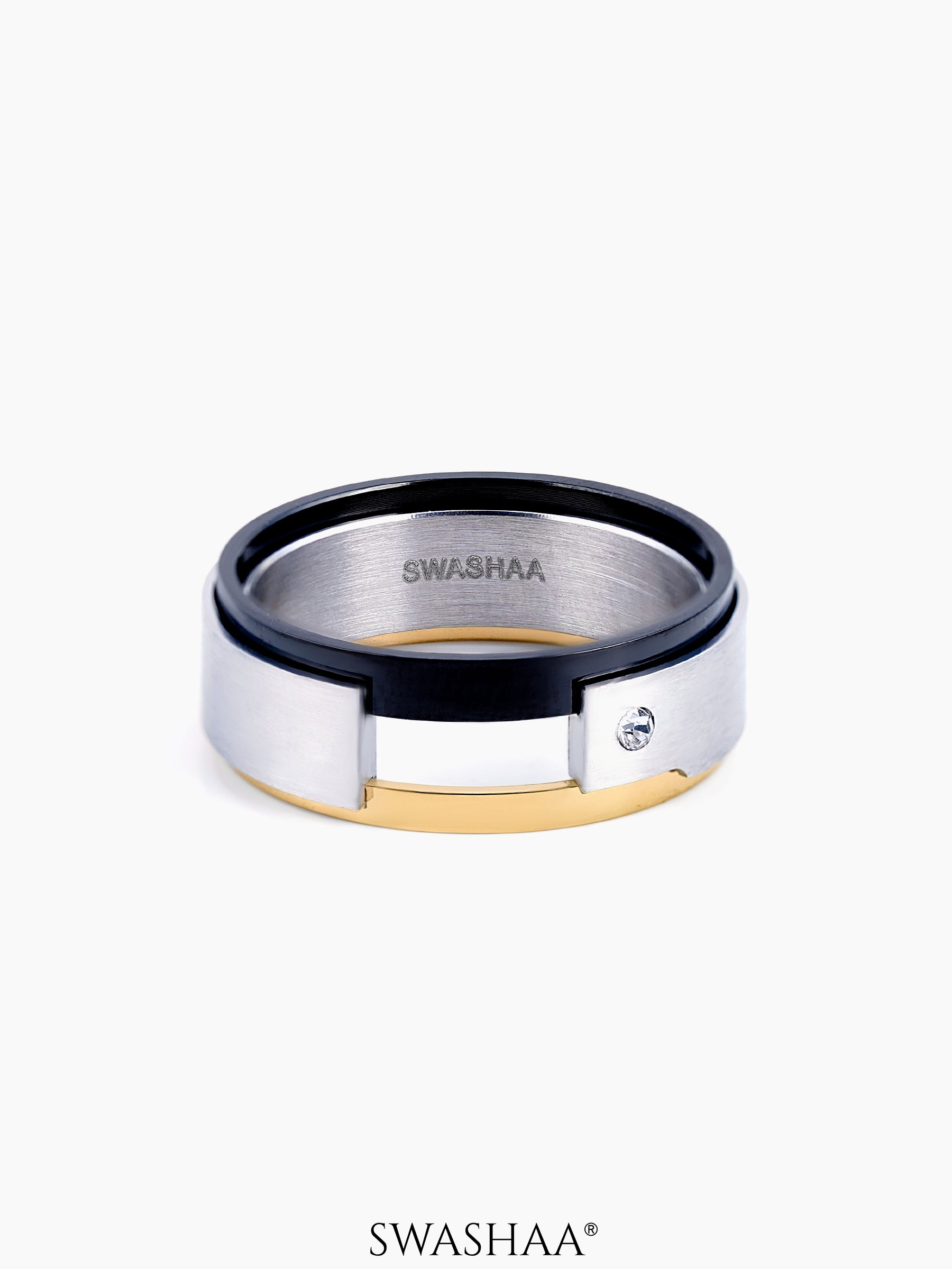 Torian Men's Ring 18K Gold-Silver-Black