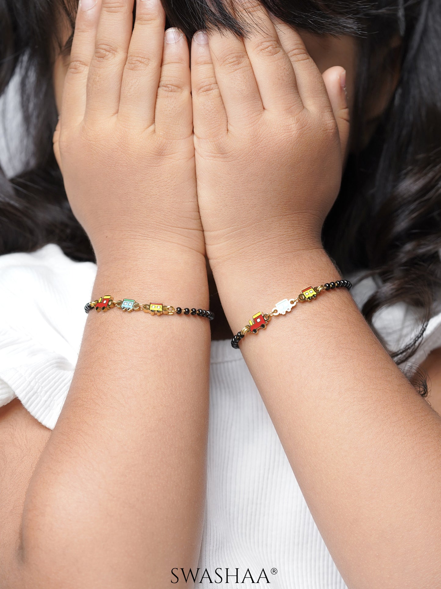 Toy Train Charm 18K Gold Plated Kid's Nazariya Bracelet