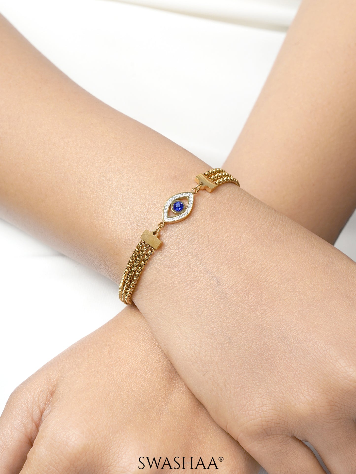 Trinity Eye 18K Gold Plated Bracelet