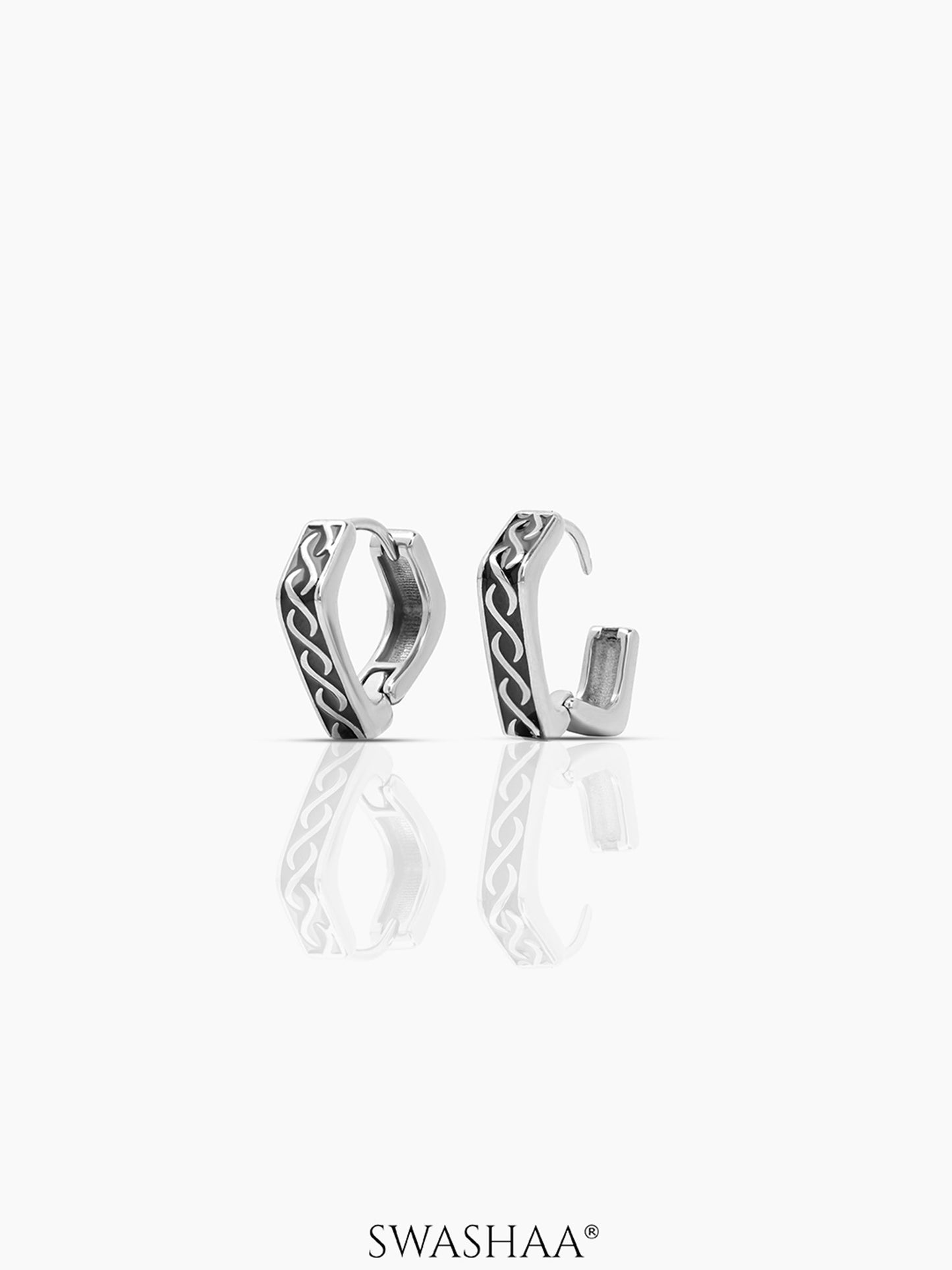 Troy Carved Square Men's Hoop Earrings