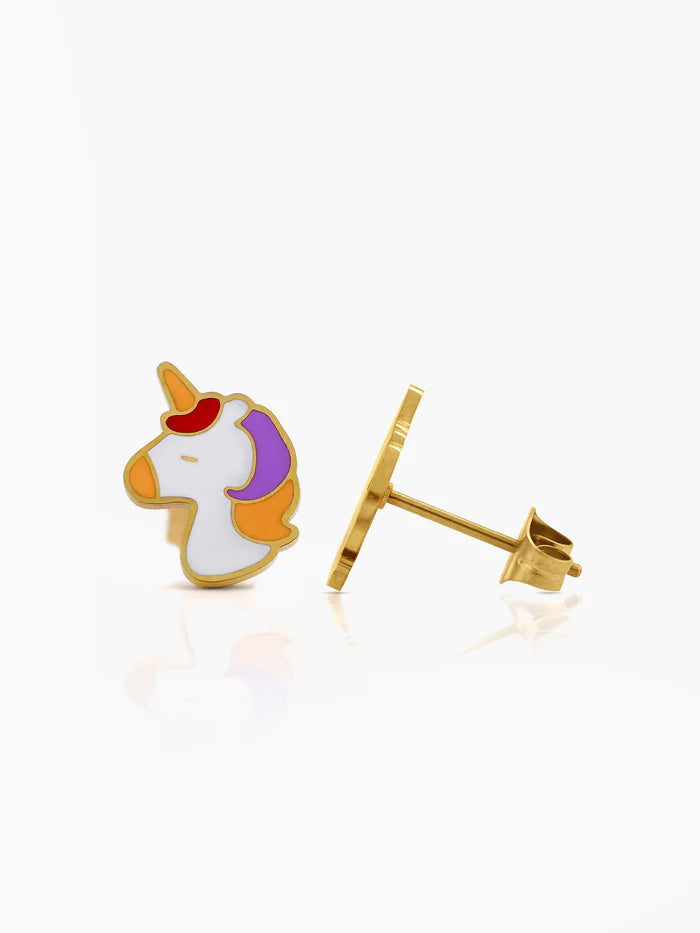 UniPop Unicorn 18K Gold Plated Kids Stud Earrings Gold